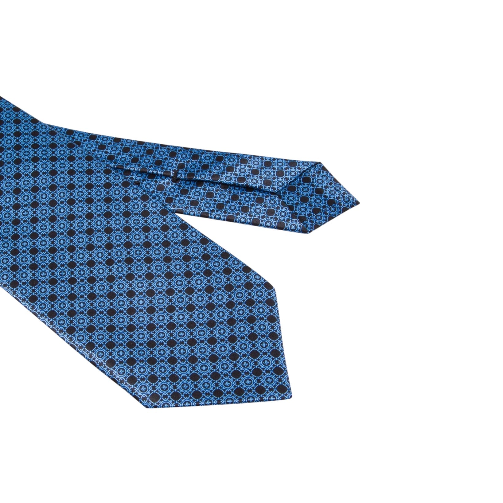 STEFANO RICCI Luxury Silk Long Tie BLACK/LIGHT BLUE - Henry Bucks