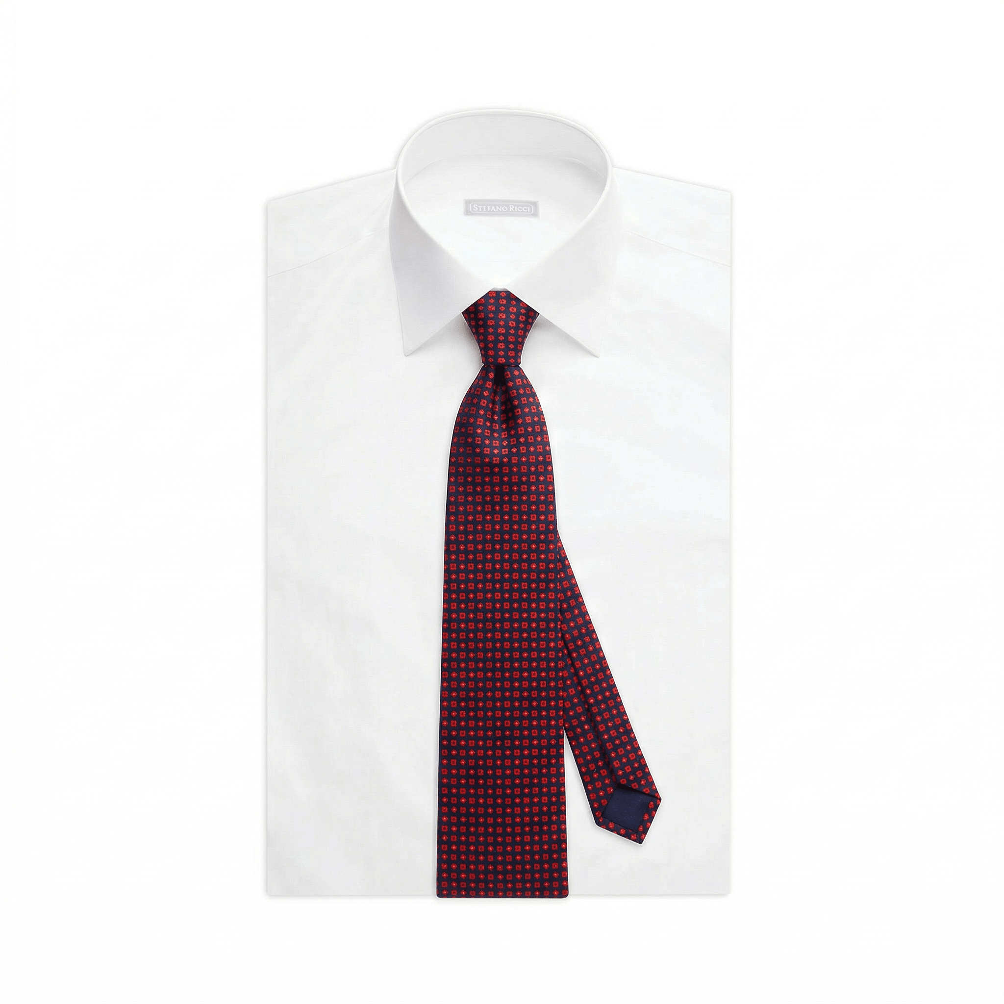STEFANO RICCI Luxury Silk Long Tie BLACK/RED - Henry Bucks