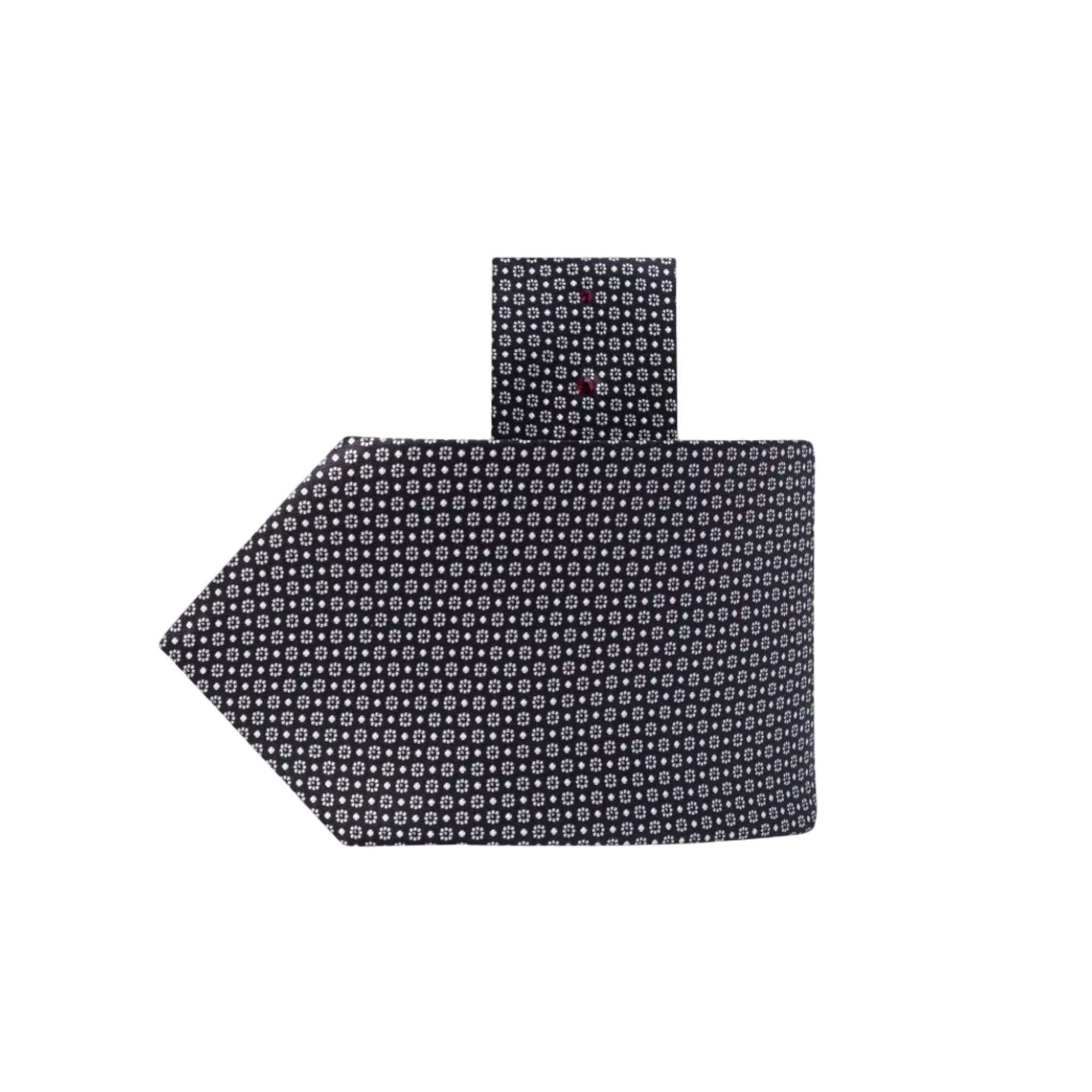 STEFANO RICCI Luxury Silk Long Tie BLACK/WHITE - Henry Bucks