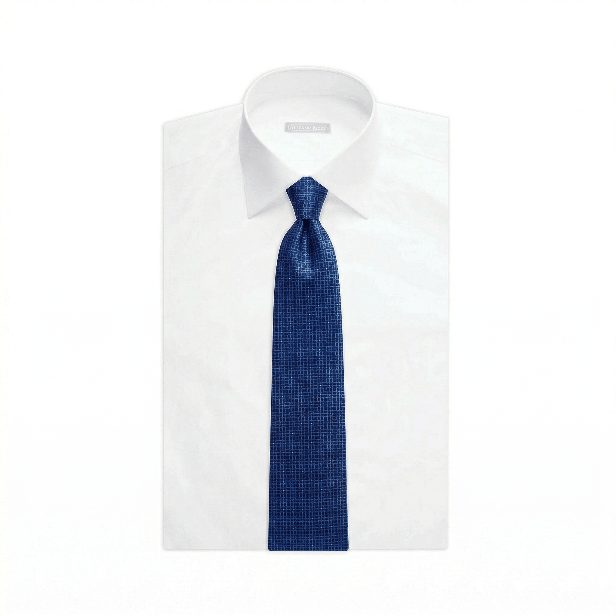 STEFANO RICCI Luxury Silk Long Tie BLUE/BLUE RICCI - Henry Bucks