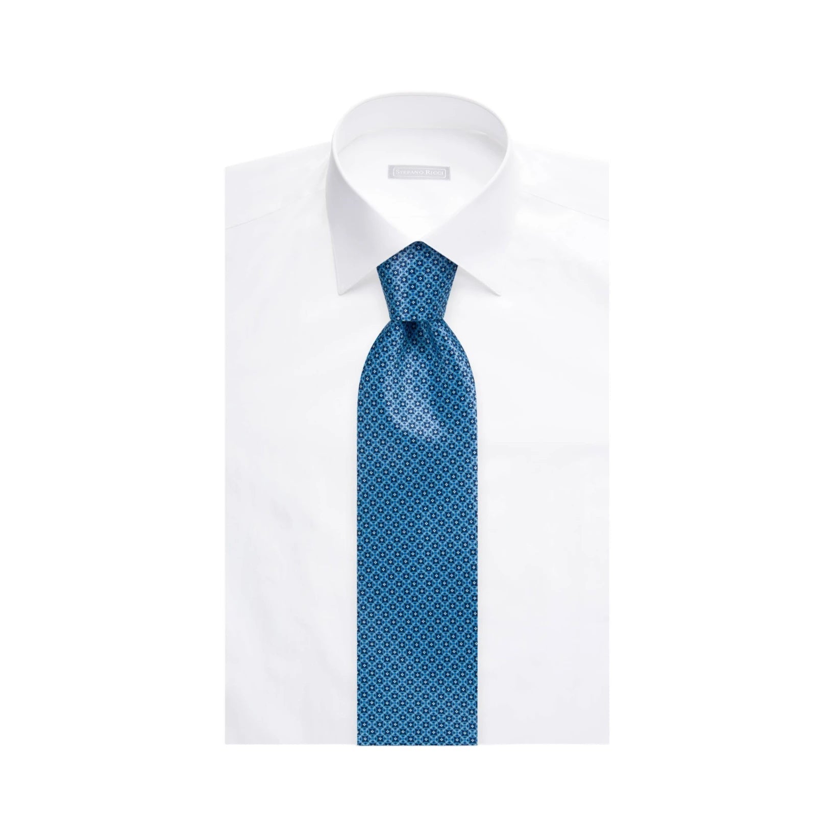 STEFANO RICCI Luxury Silk Long Tie BLUE/LIGHT BLUE - Henry Bucks
