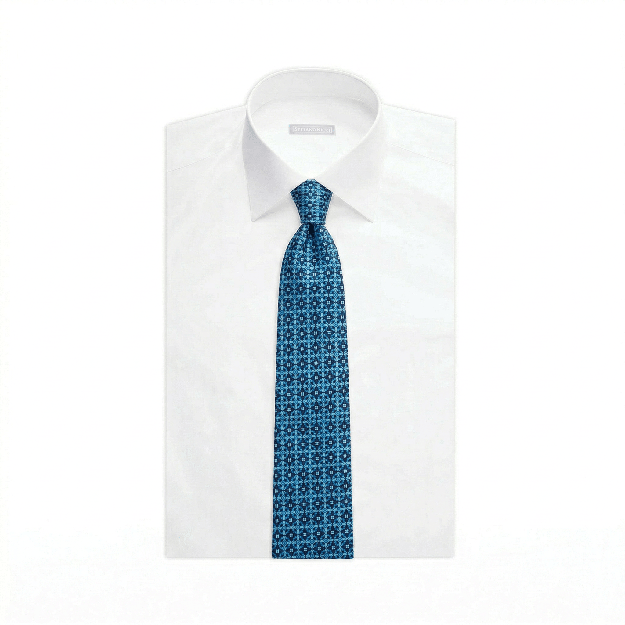 STEFANO RICCI Luxury Silk Long Tie BLUE/LIGHT BLUE - Henry Bucks