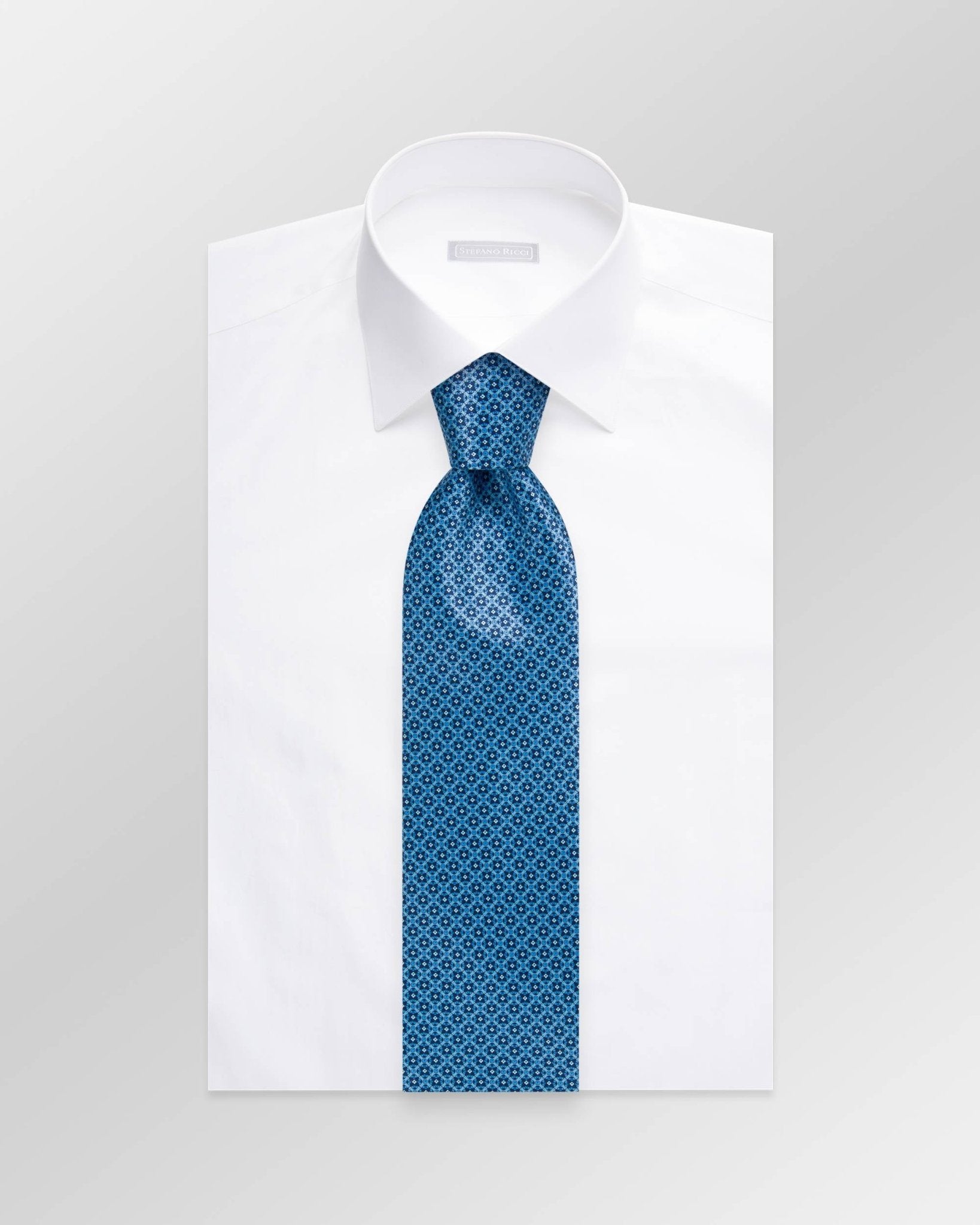 STEFANO RICCI Luxury Silk Long Tie BLUE/LIGHT BLUE - Henry Bucks
