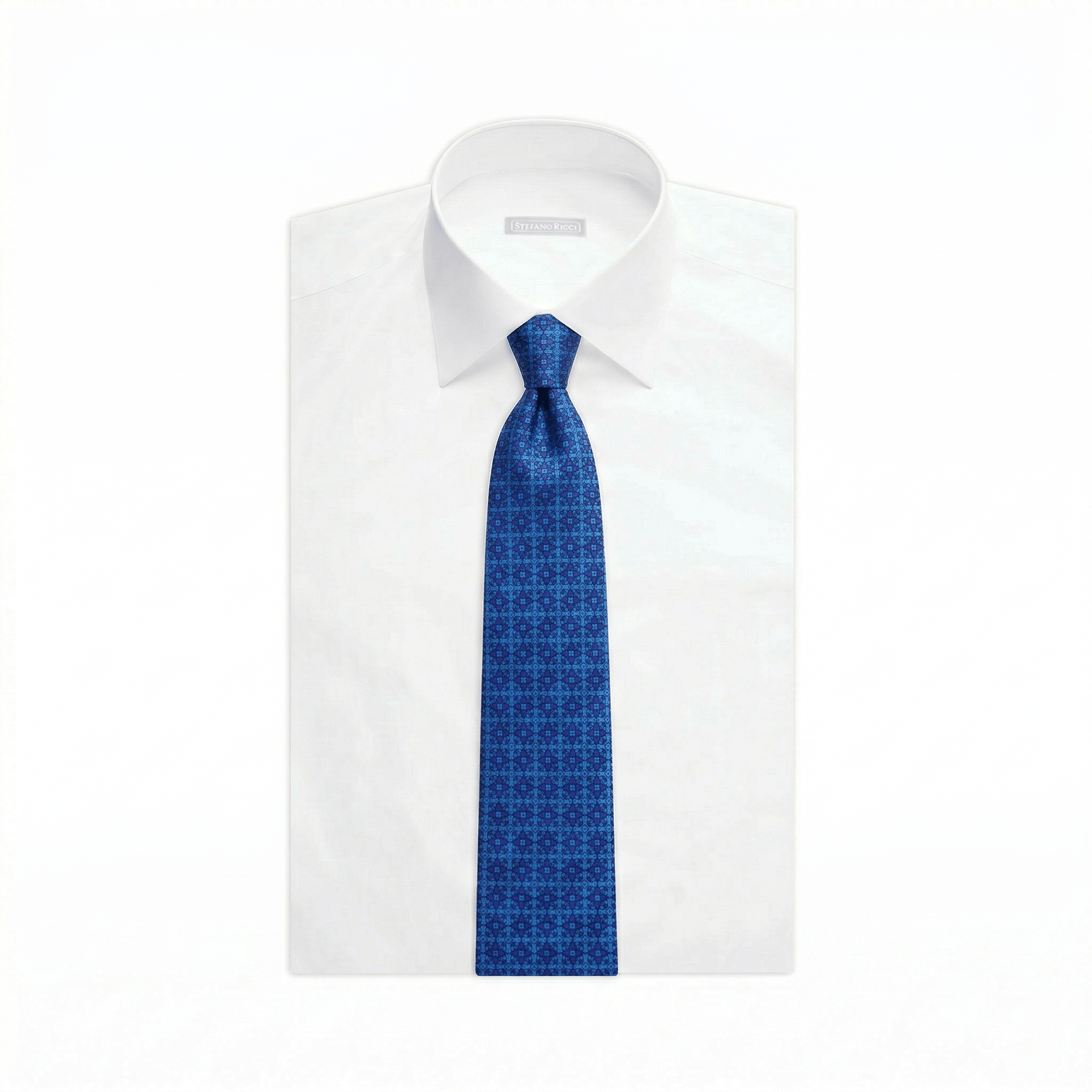 STEFANO RICCI Luxury Silk Long Tie BLUE - Henry Bucks