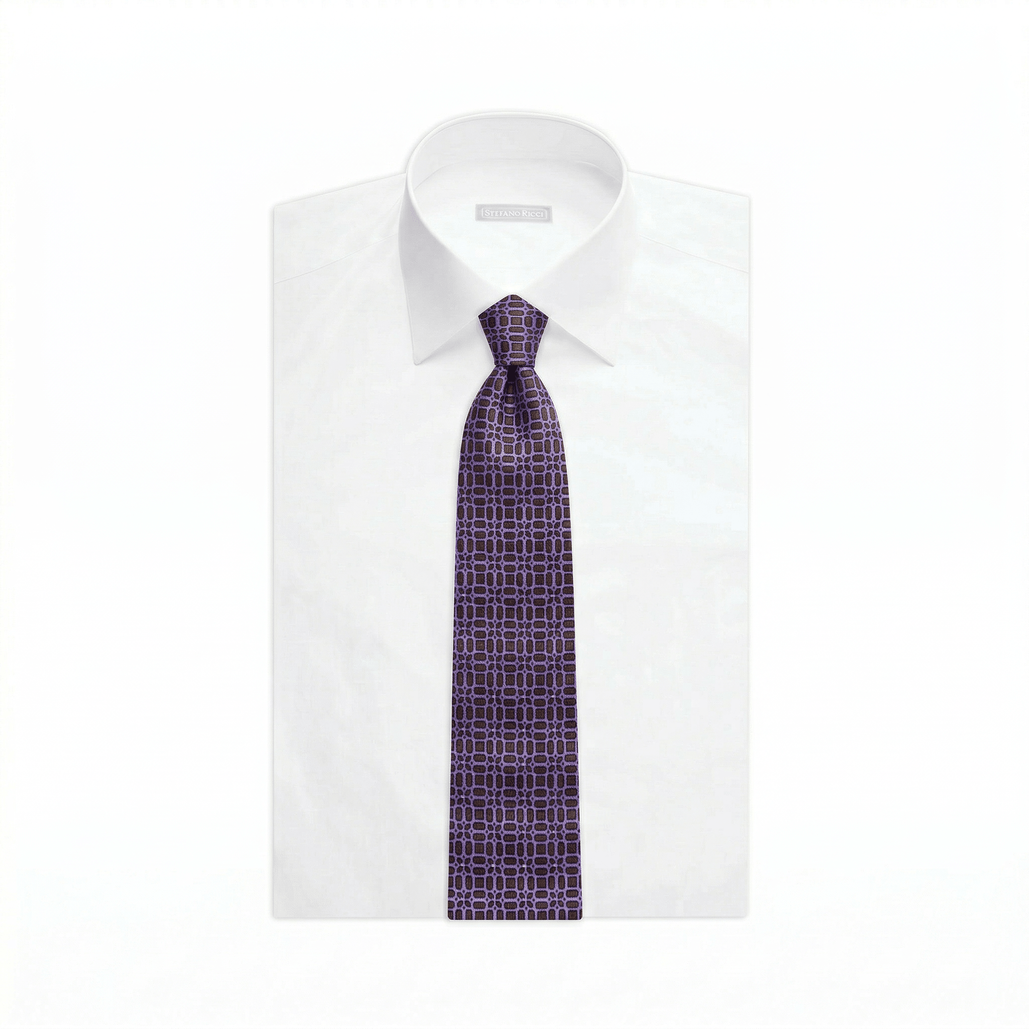 STEFANO RICCI Luxury Silk Long Tie BROWN/PURPLE - Henry Bucks