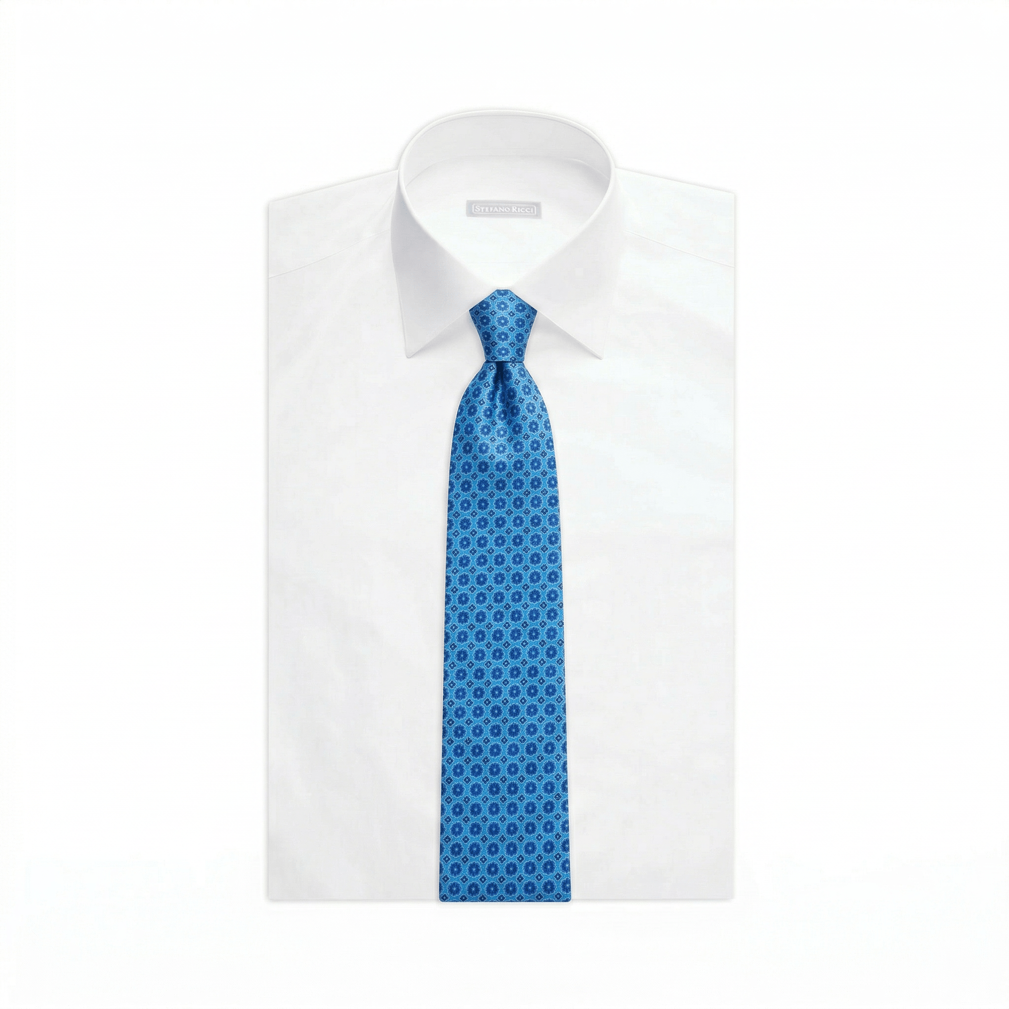 STEFANO RICCI Luxury Silk Long Tie LIGHT BLUE/PURPLE - Henry Bucks
