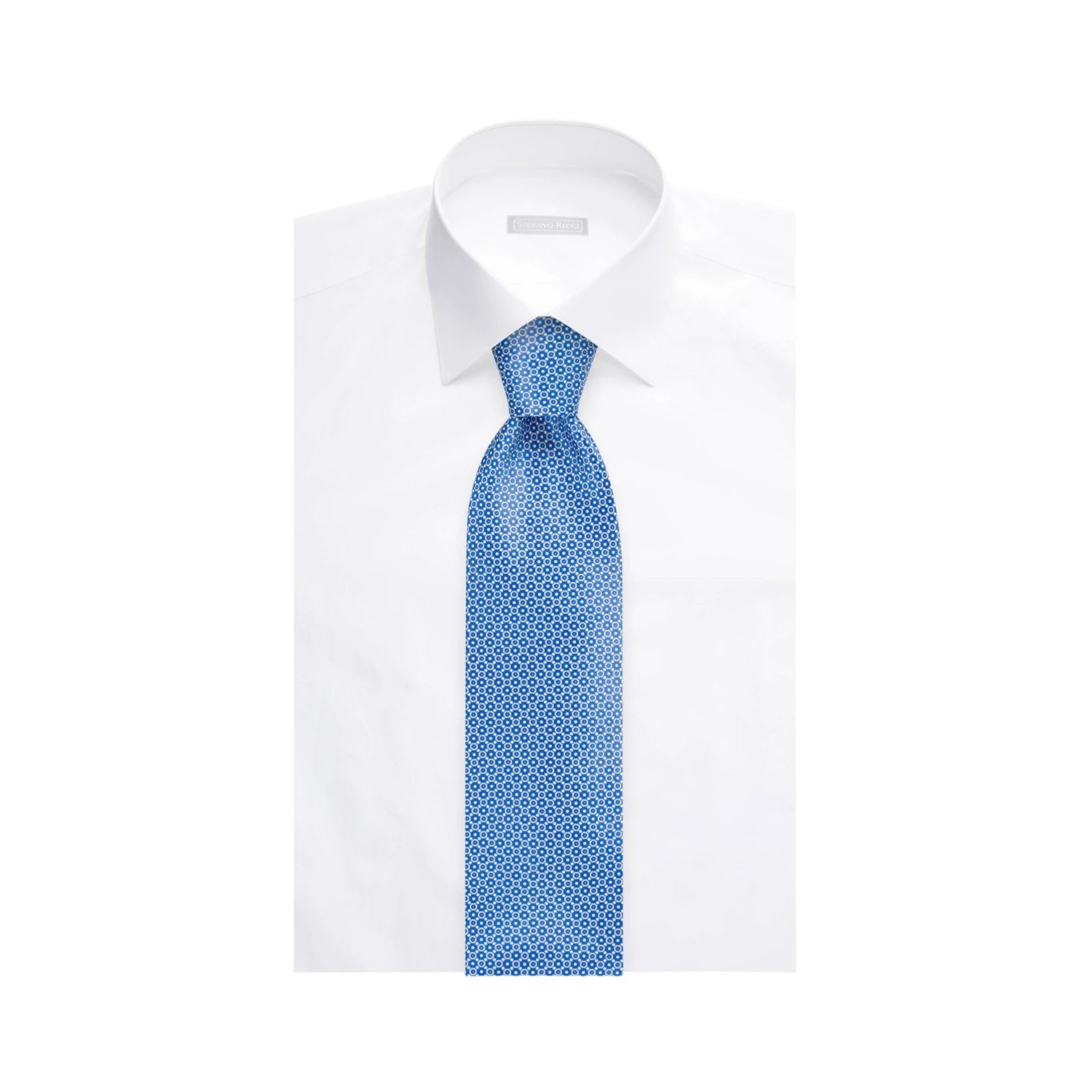 STEFANO RICCI Luxury Silk Long Tie LIGHT BLUE/WHITE - Henry Bucks