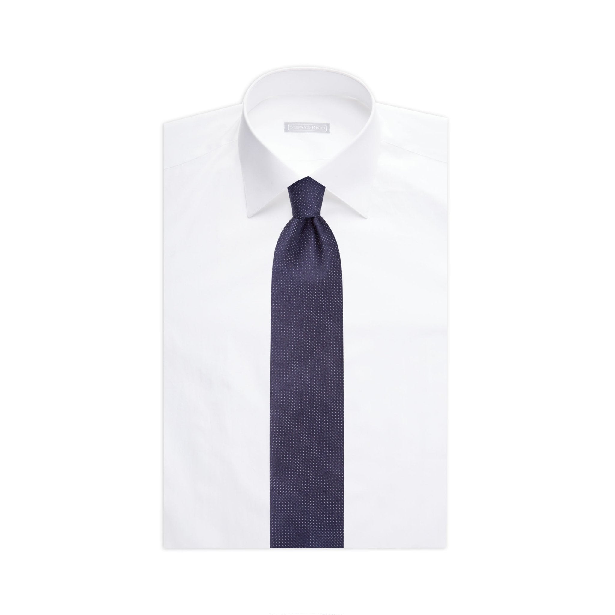 STEFANO RICCI Luxury Silk Long Tie MID BLUE - Henry Bucks