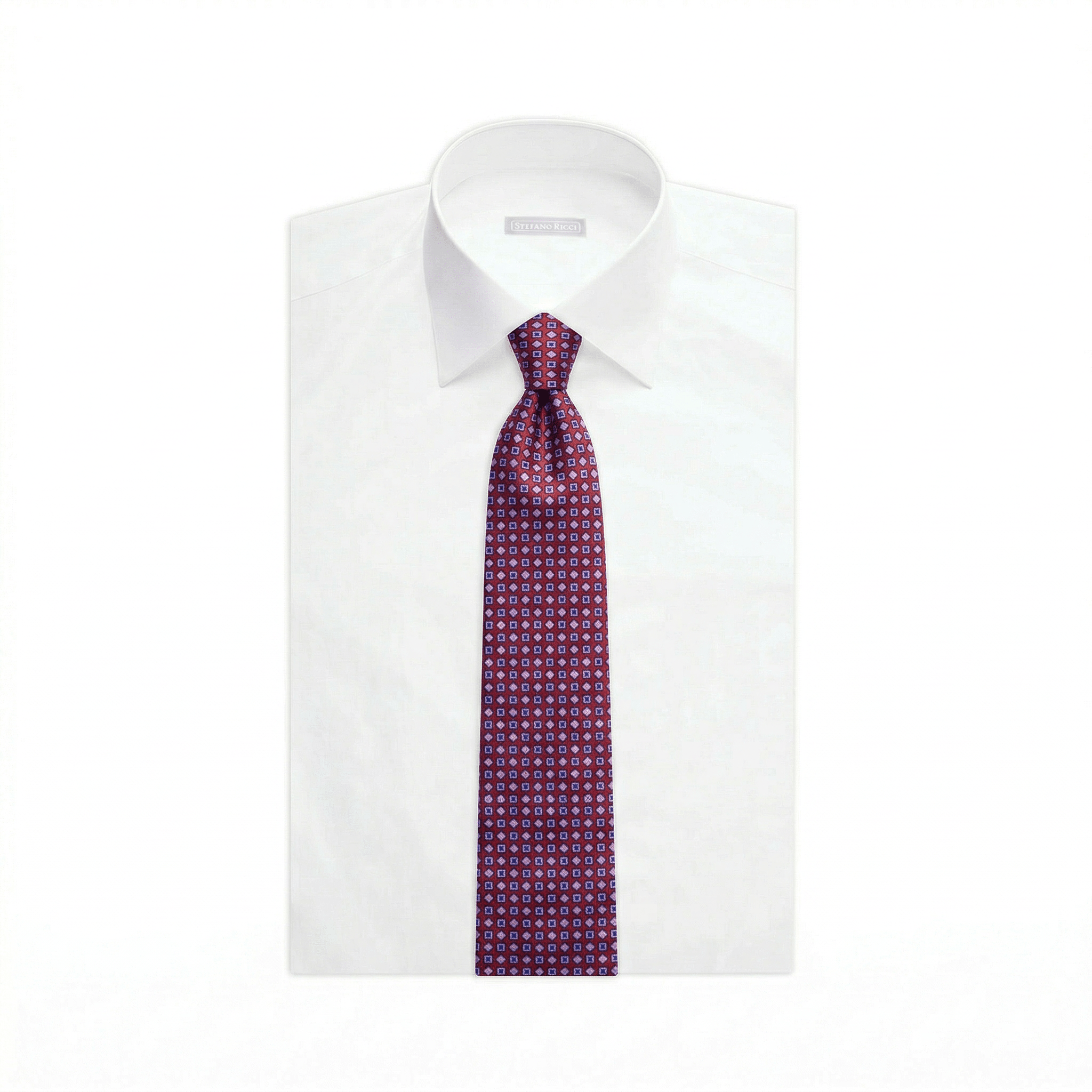 STEFANO RICCI Luxury Silk Long Tie MULTI BURGUNDY BASE - Henry Bucks