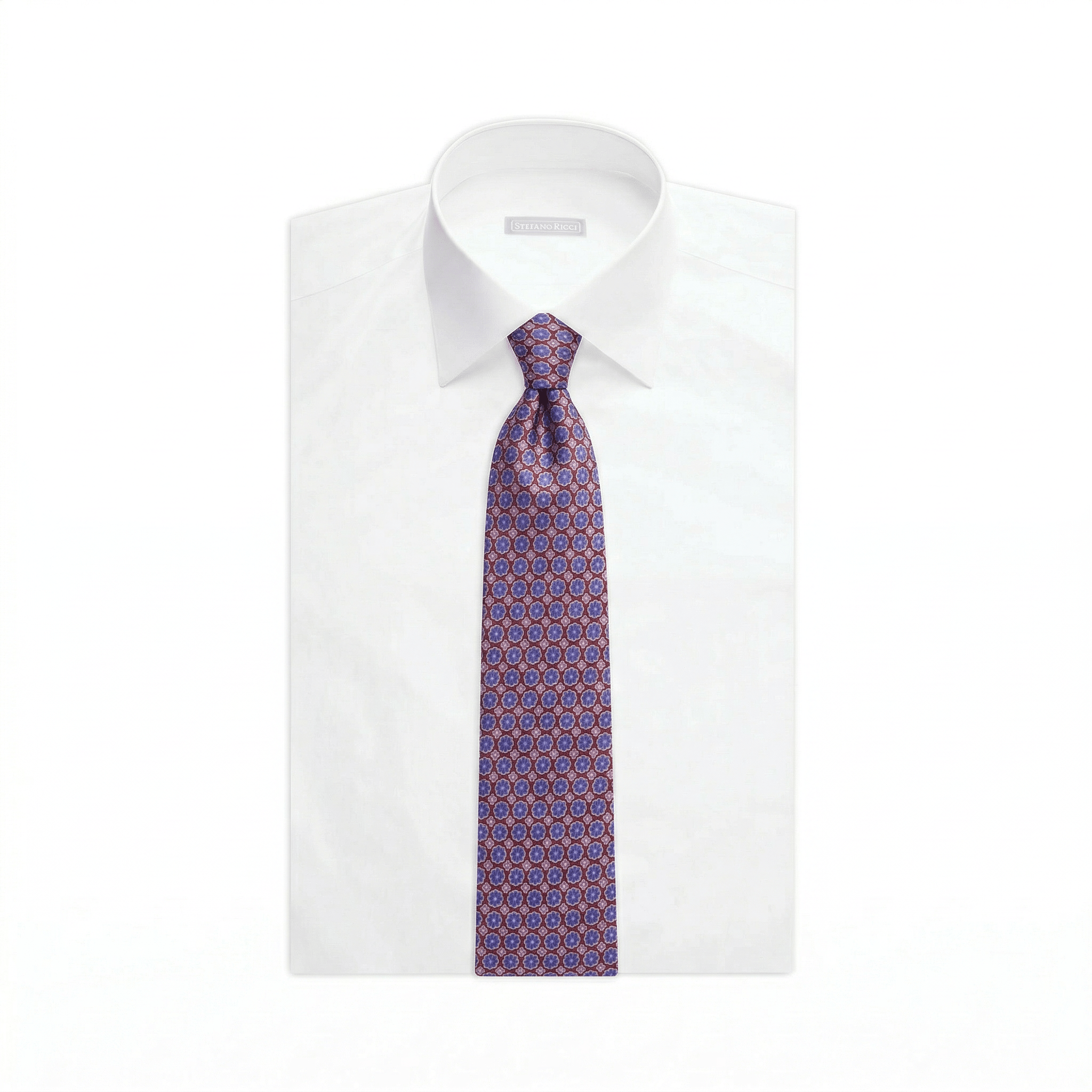 STEFANO RICCI Luxury Silk Long Tie MULTI RED BASE - Henry Bucks