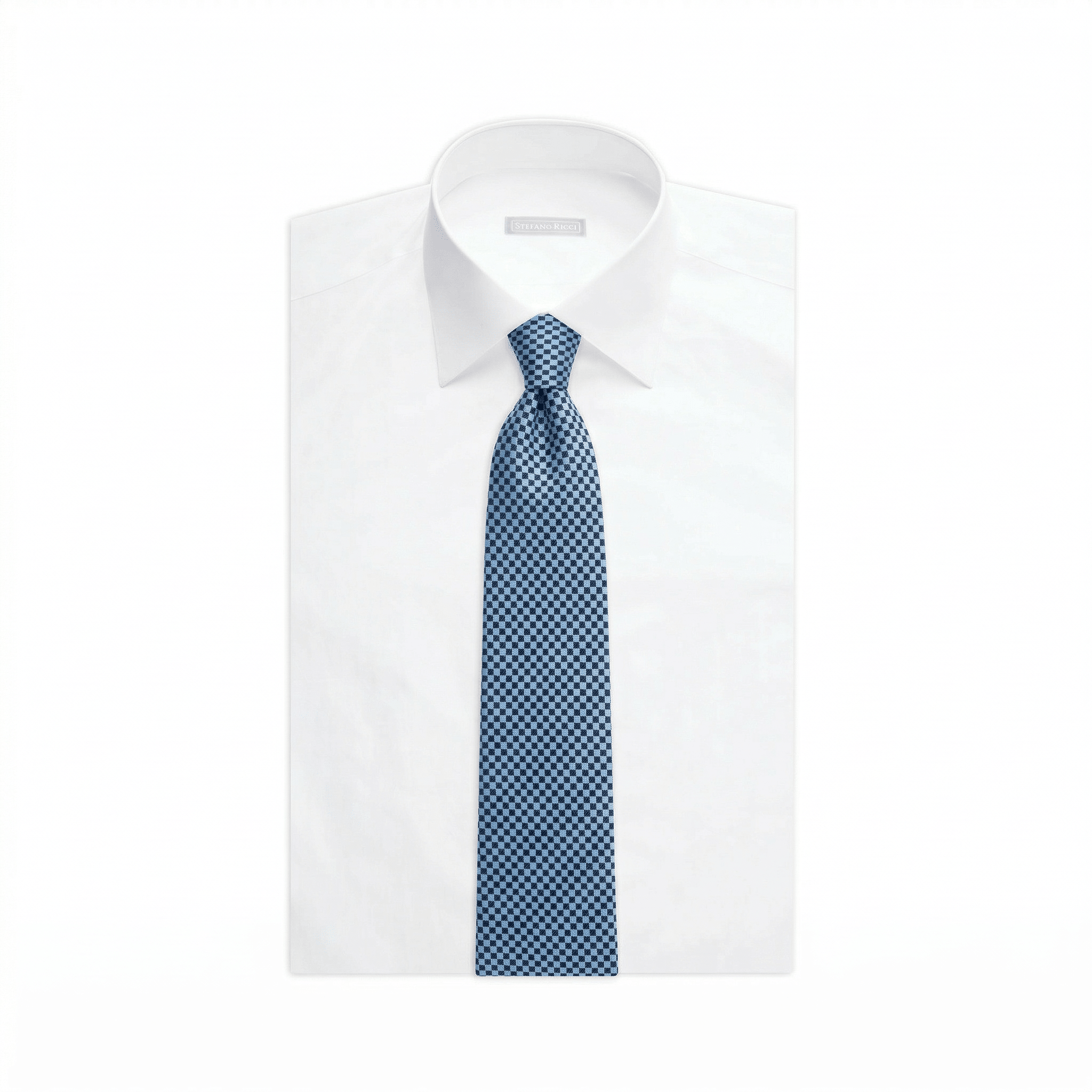 STEFANO RICCI Luxury Silk Tie BLUE/BLACK - Henry Bucks