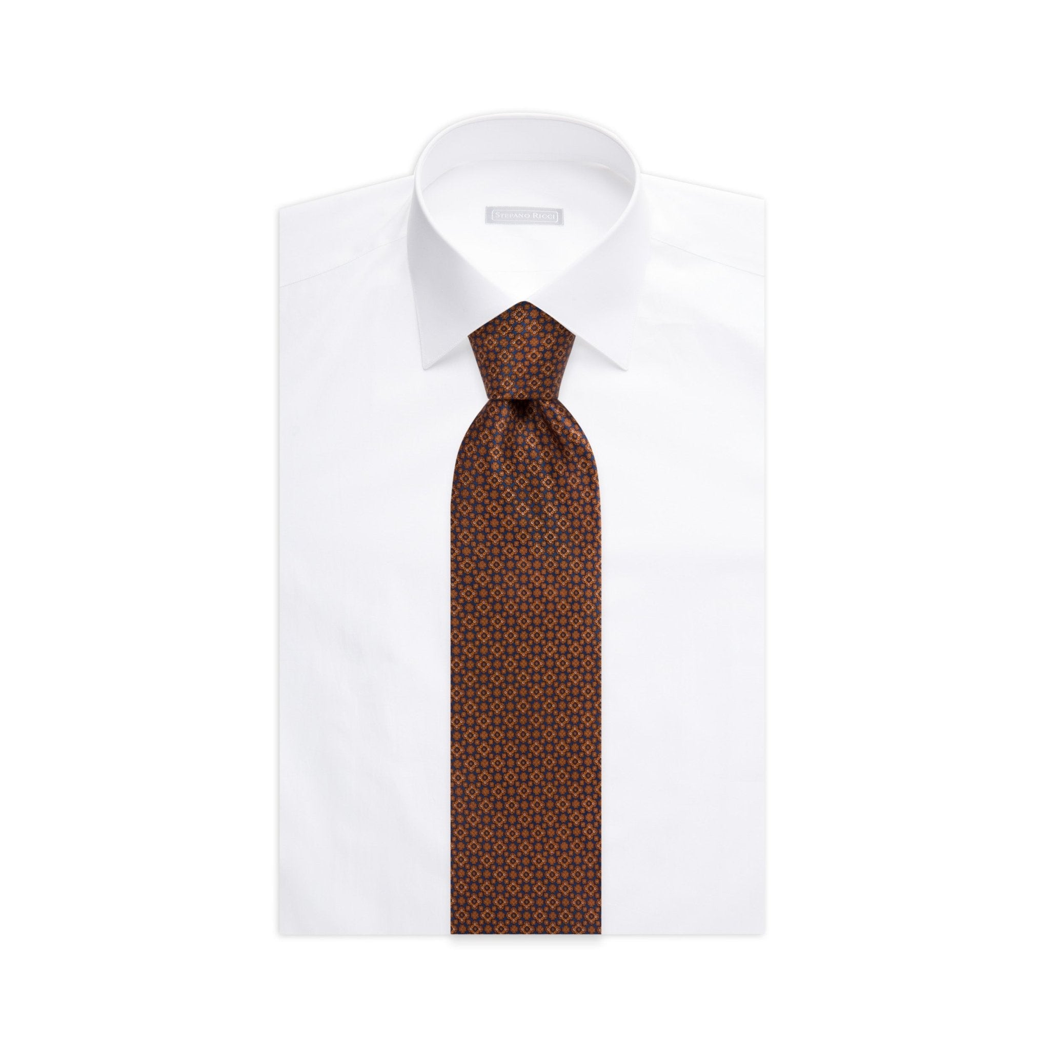 STEFANO RICCI Luxury Silk Tie BROWN - Henry Bucks