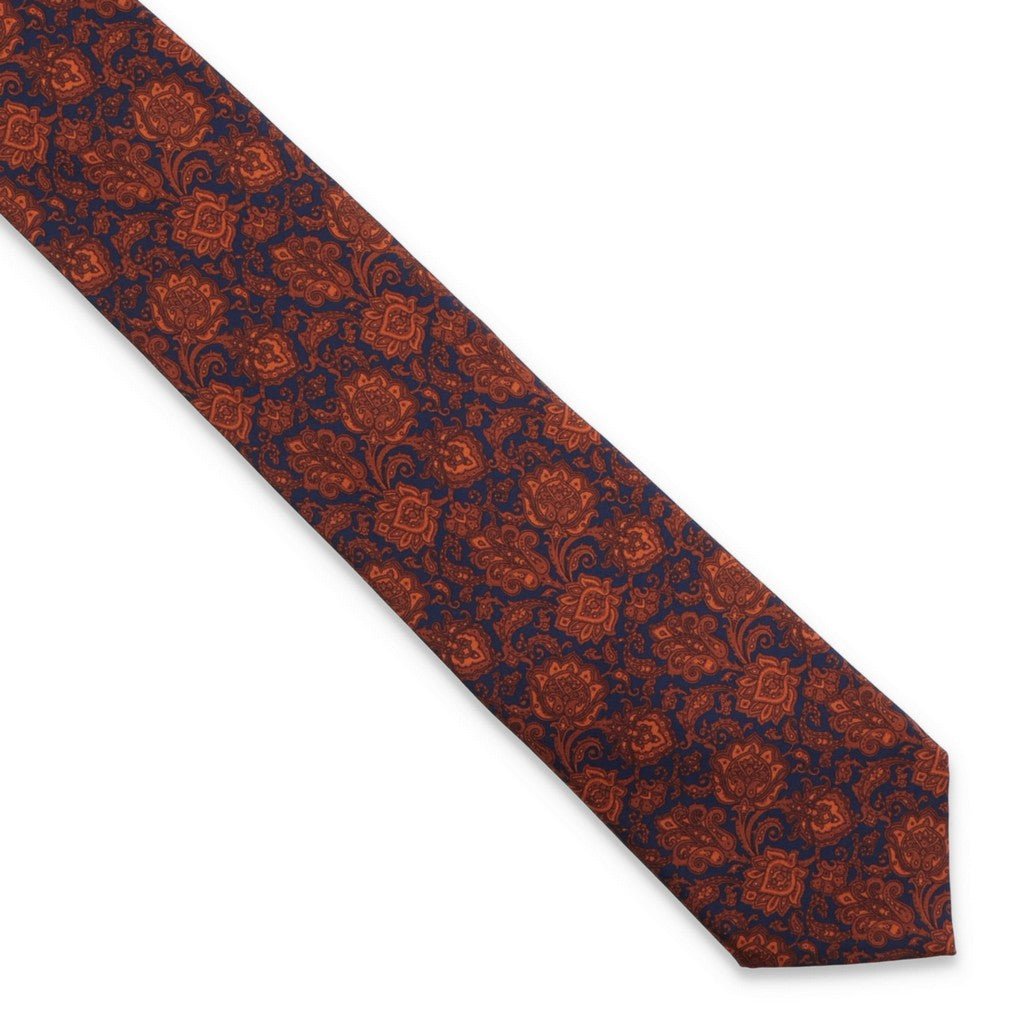 STEFANO RICCI Luxury Silk Tie ORANGE/BLACK - Henry Bucks