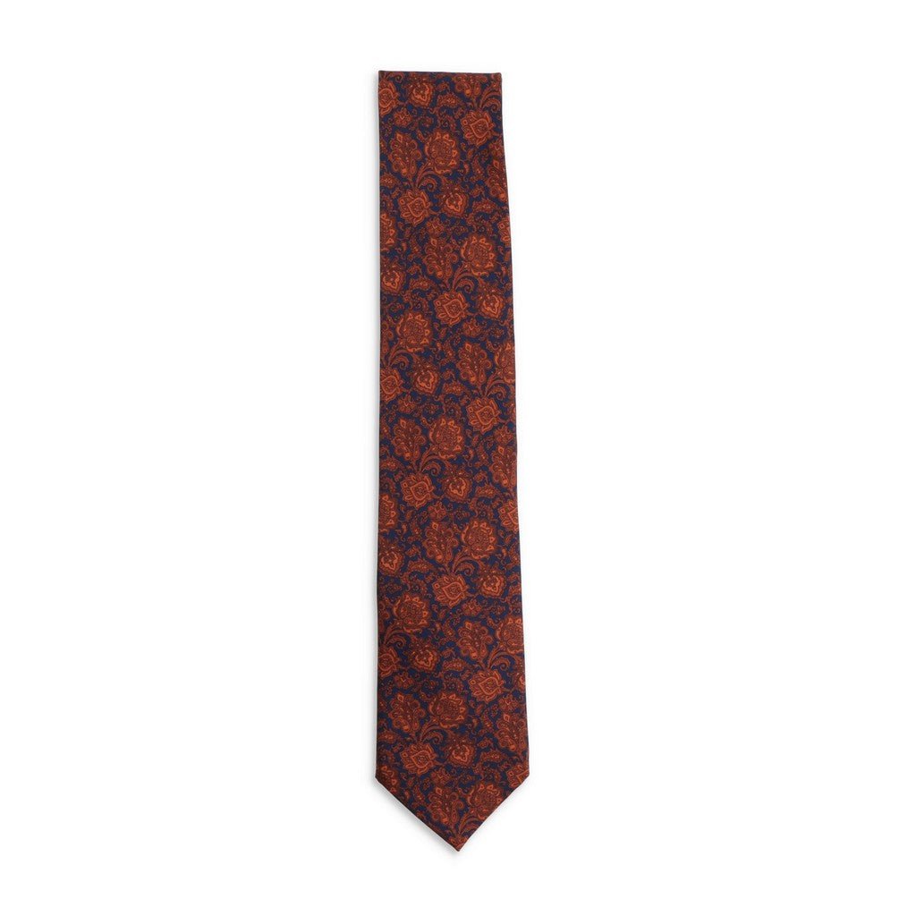 STEFANO RICCI Luxury Silk Tie ORANGE/BLACK - Henry Bucks