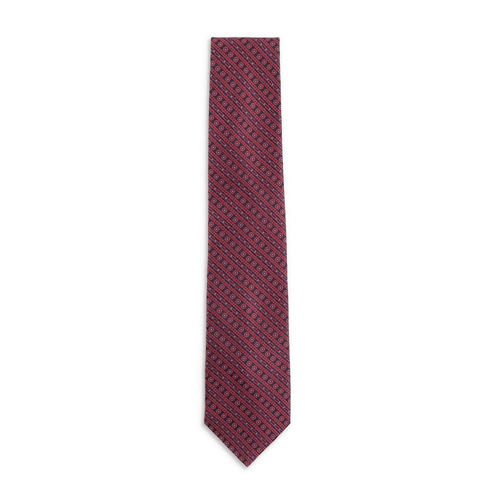 STEFANO RICCI Luxury Silk Tie RED/GREY - Henry Bucks