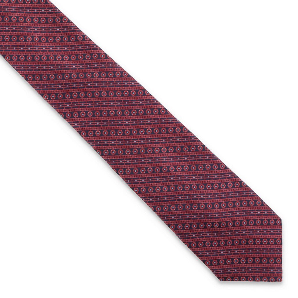 STEFANO RICCI Luxury Silk Tie RED/GREY - Henry Bucks