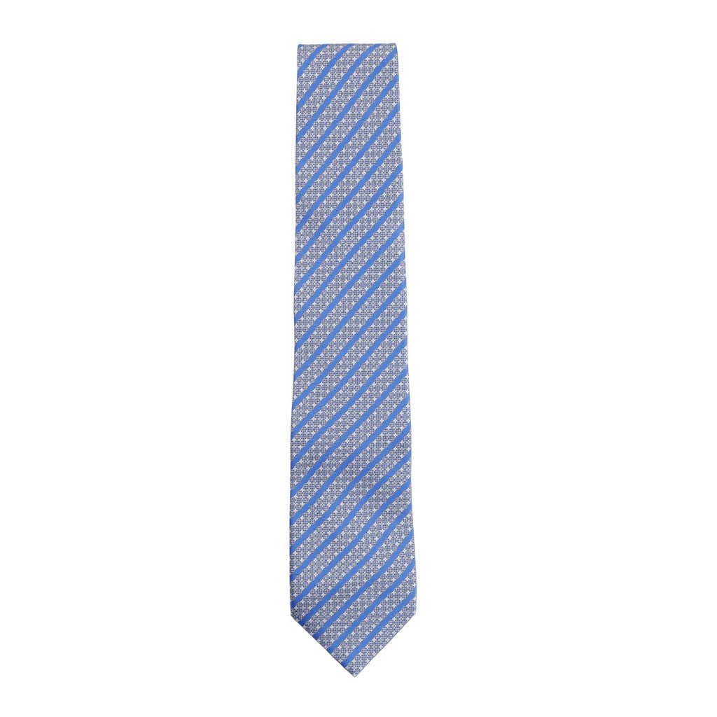 STEFANO RICCI Luxury Silk Tie Stripe BLUE - Henry Bucks