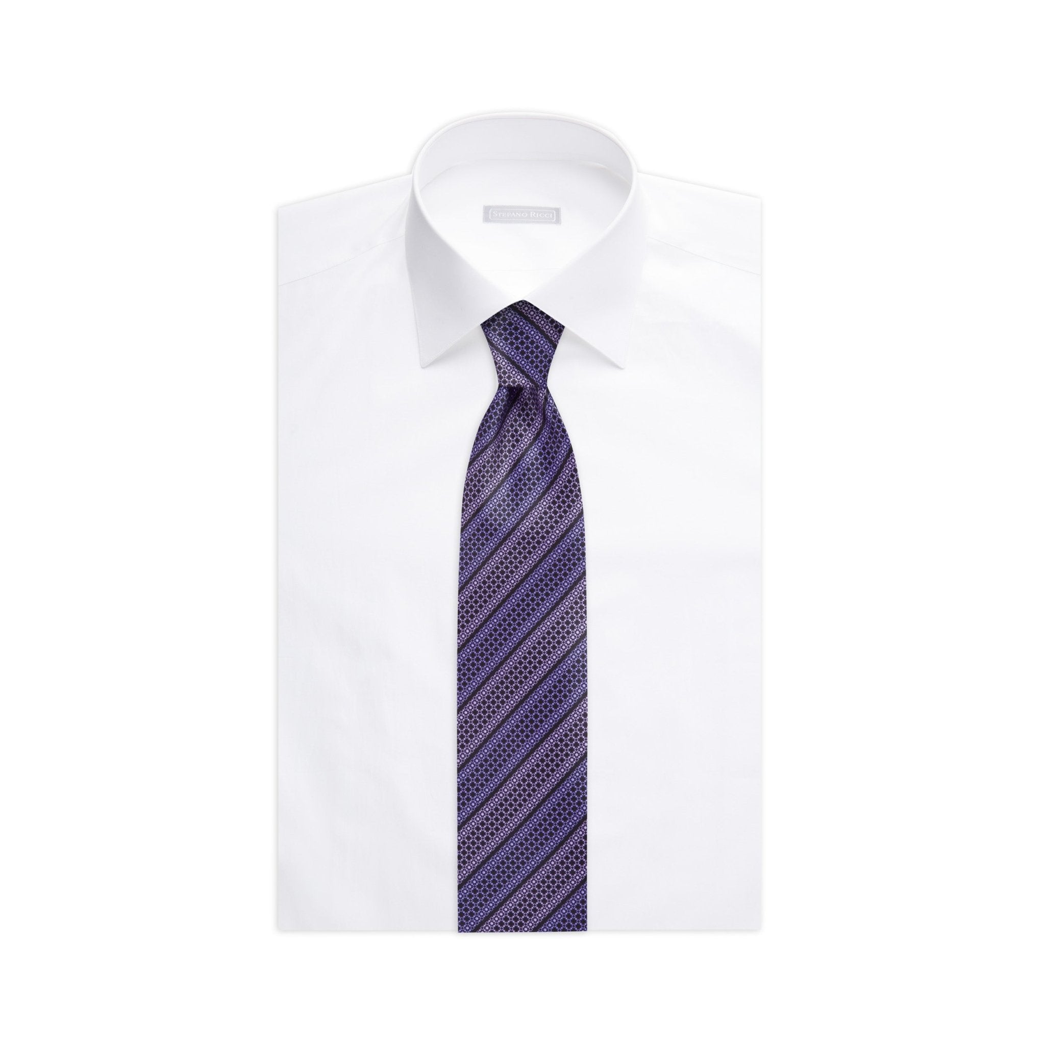STEFANO RICCI Luxury Tie BLACK/PURPLE - Henry Bucks
