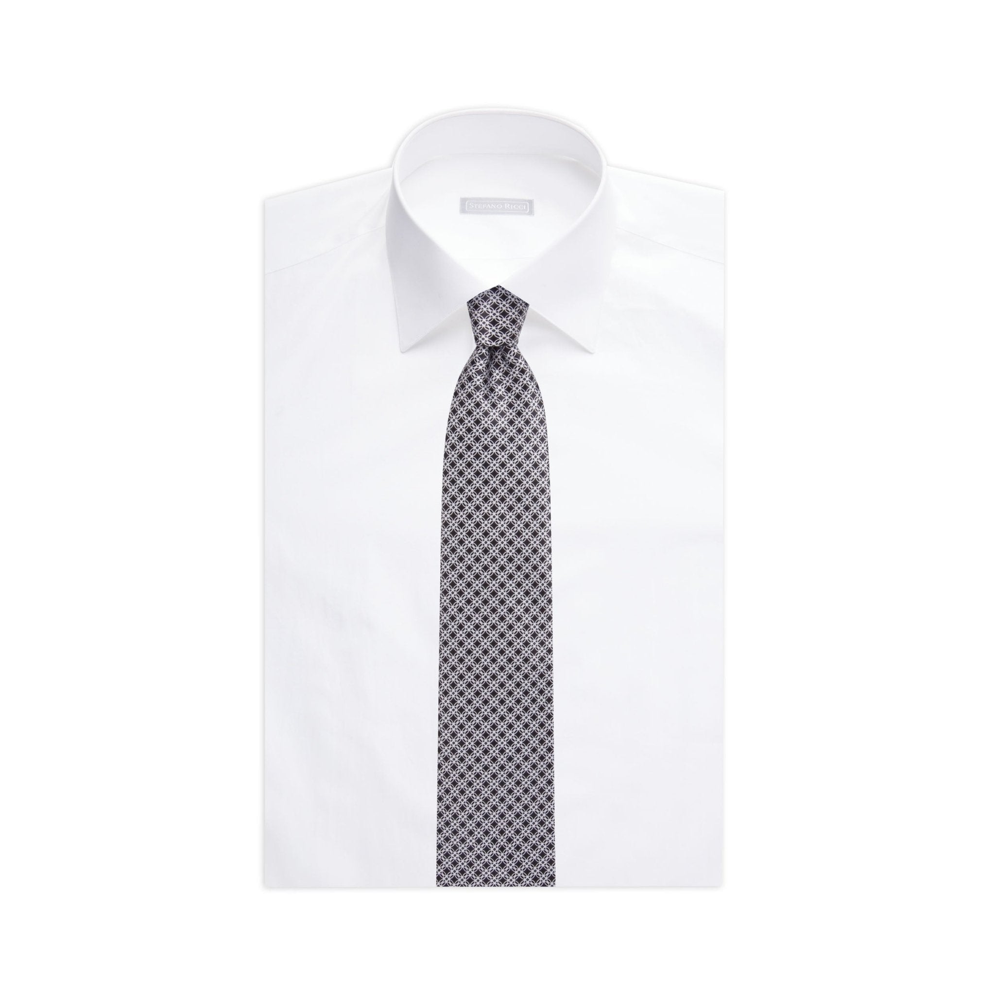 STEFANO RICCI Luxury Tie BLACK/WHITE - Henry Bucks