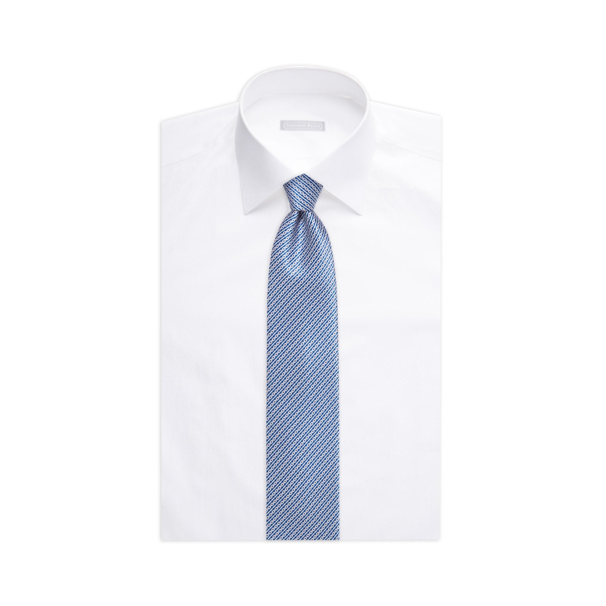 STEFANO RICCI Luxury Tie BLUE/SILVER - Henry Bucks