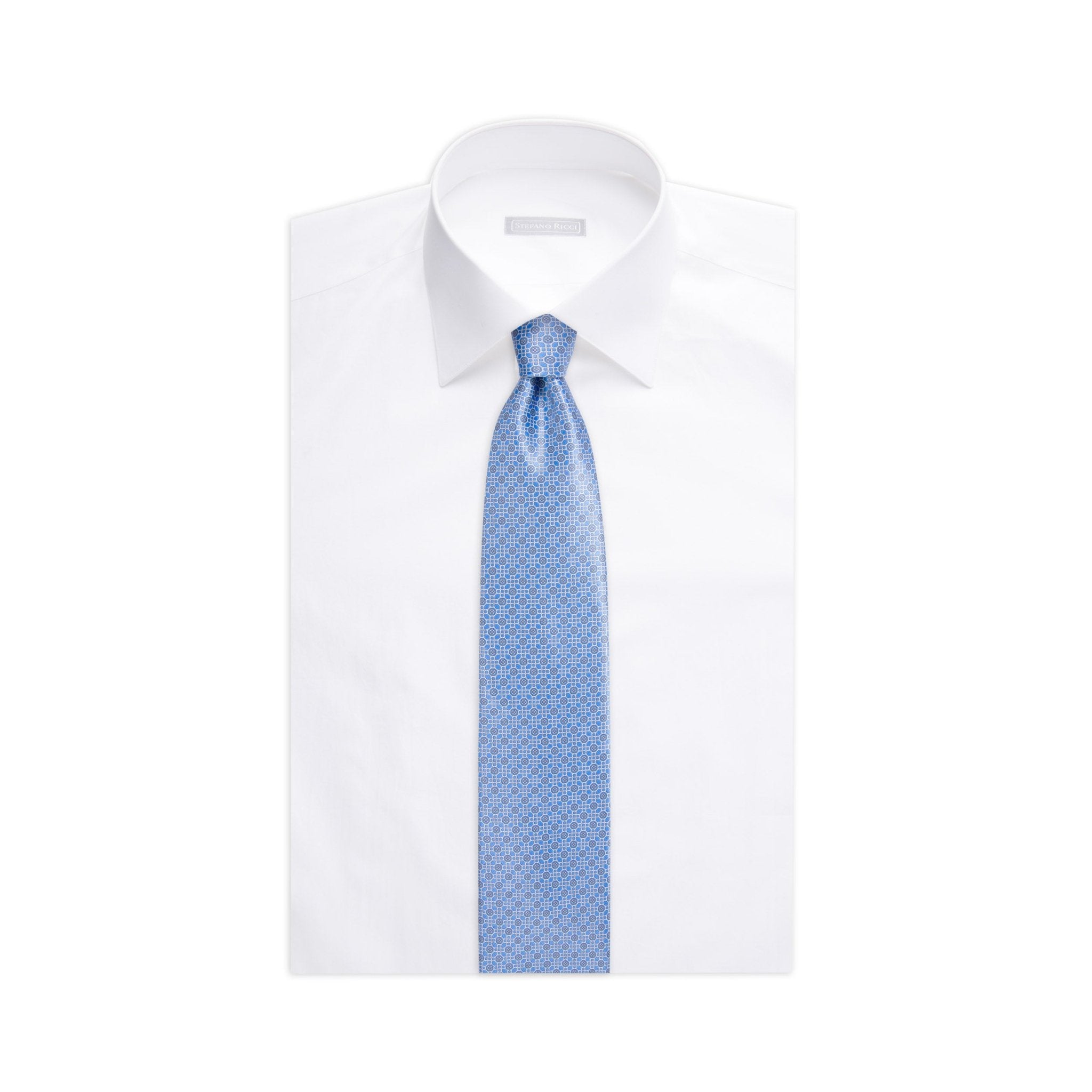 STEFANO RICCI Luxury Tie LIGHT BLUE/SILVER - Henry Bucks
