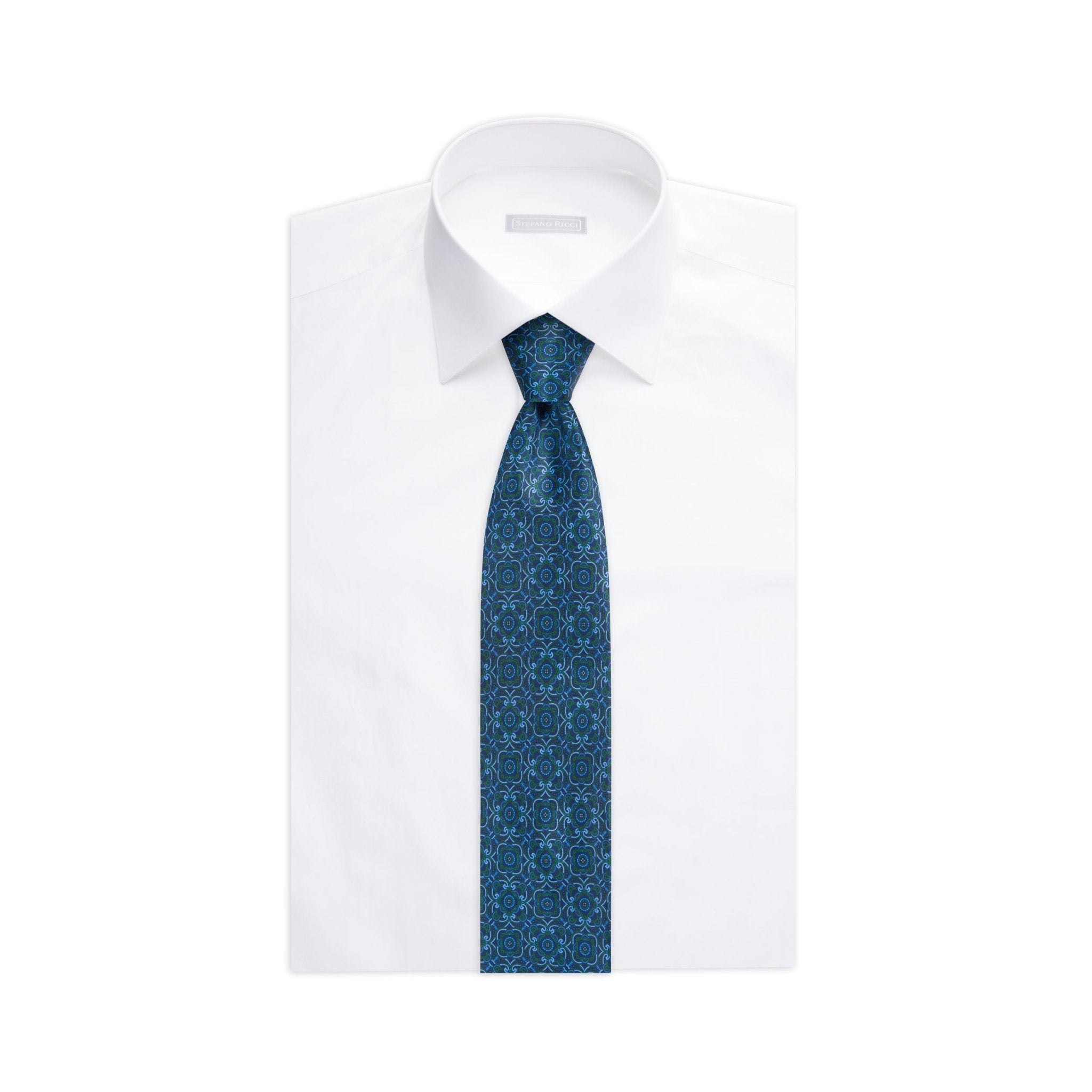 STEFANO RICCI Luxury Tie NAVY/GREEN - Henry Bucks