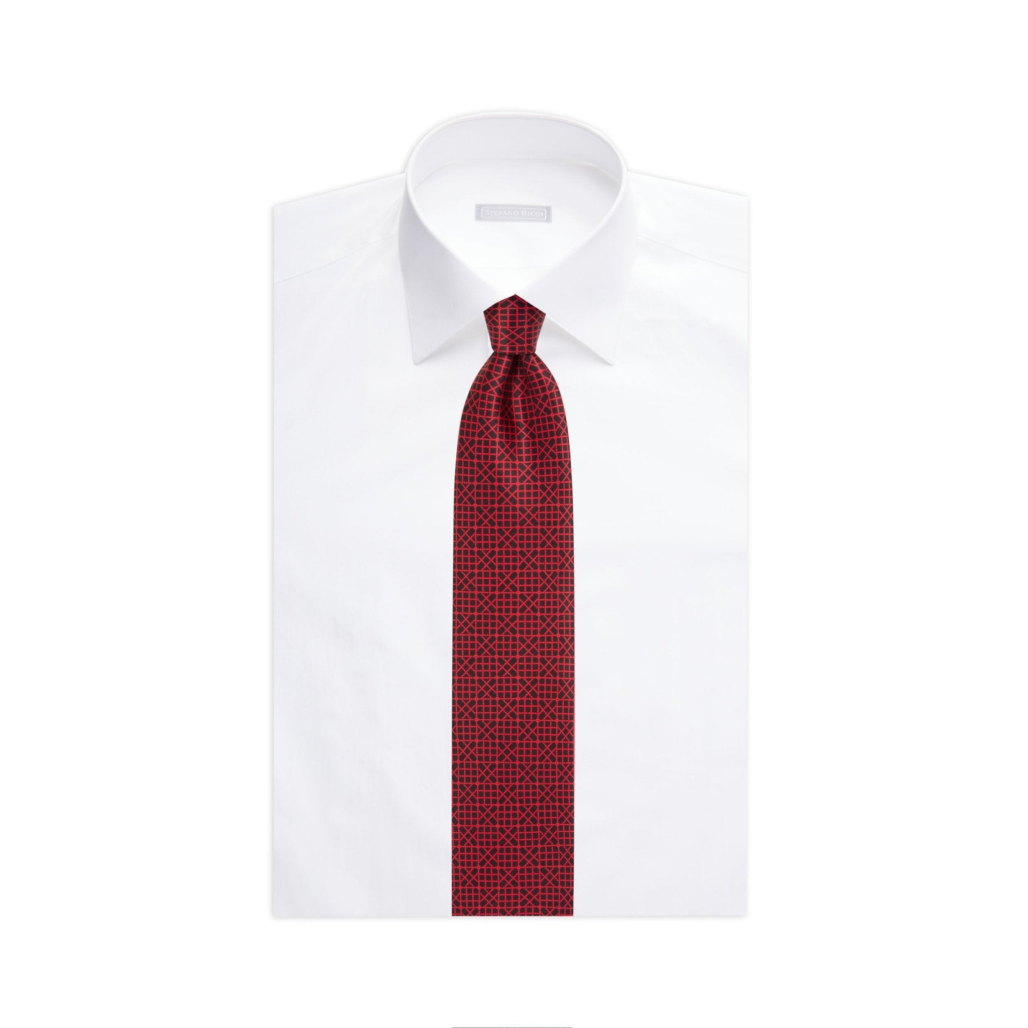 STEFANO RICCI Luxury Tie RED/BLACK - Henry Bucks