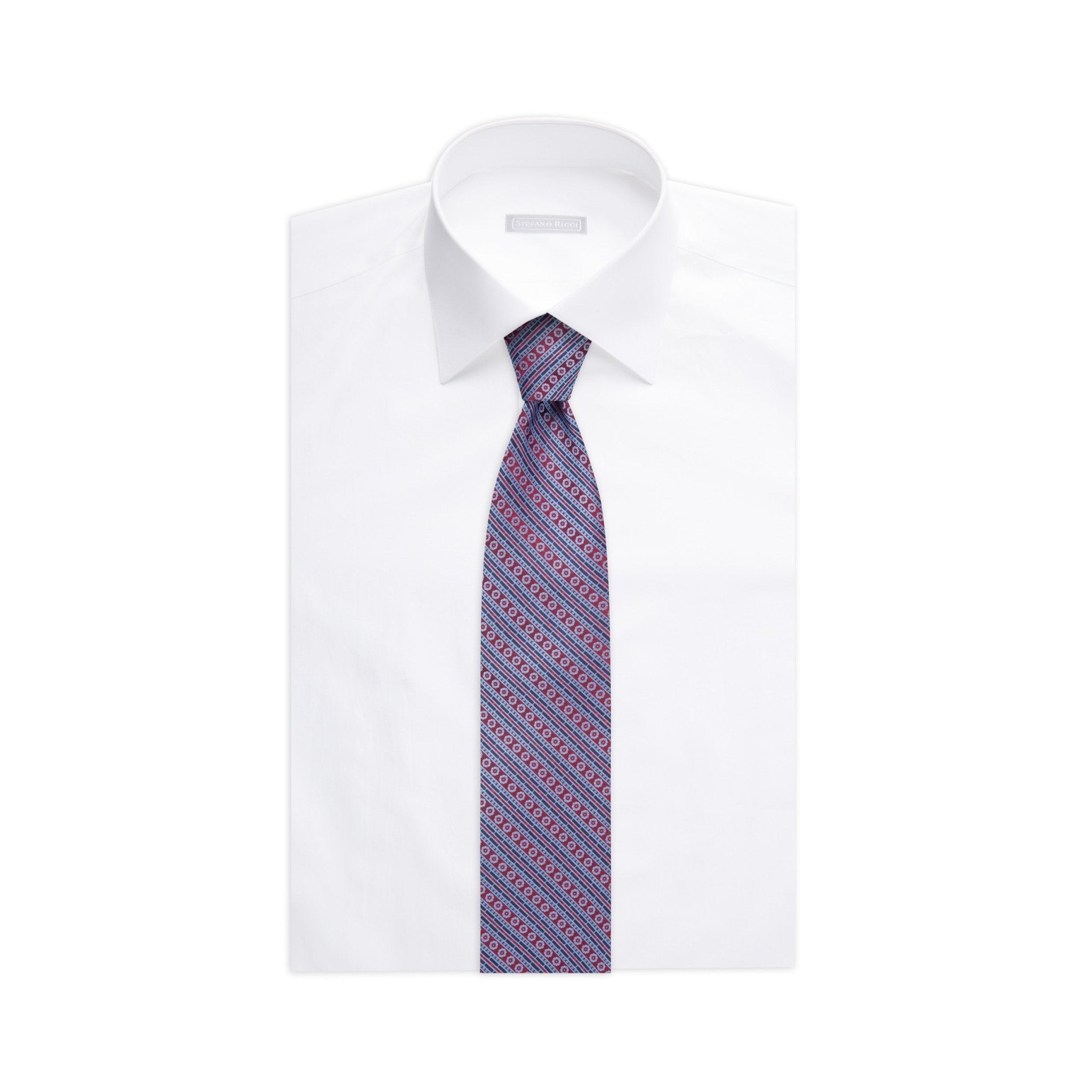 STEFANO RICCI Luxury Tie RED/NAVY - Henry Bucks