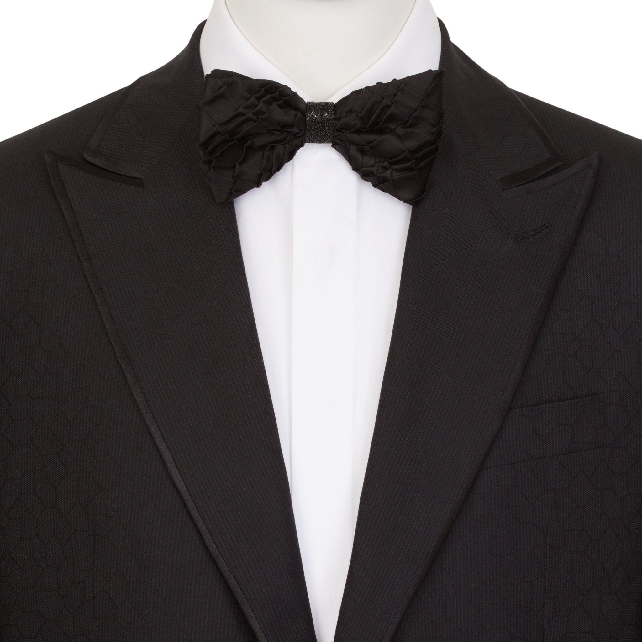 STEFANO RICCI Pleated Bow Tie BLACK - Henry Bucks