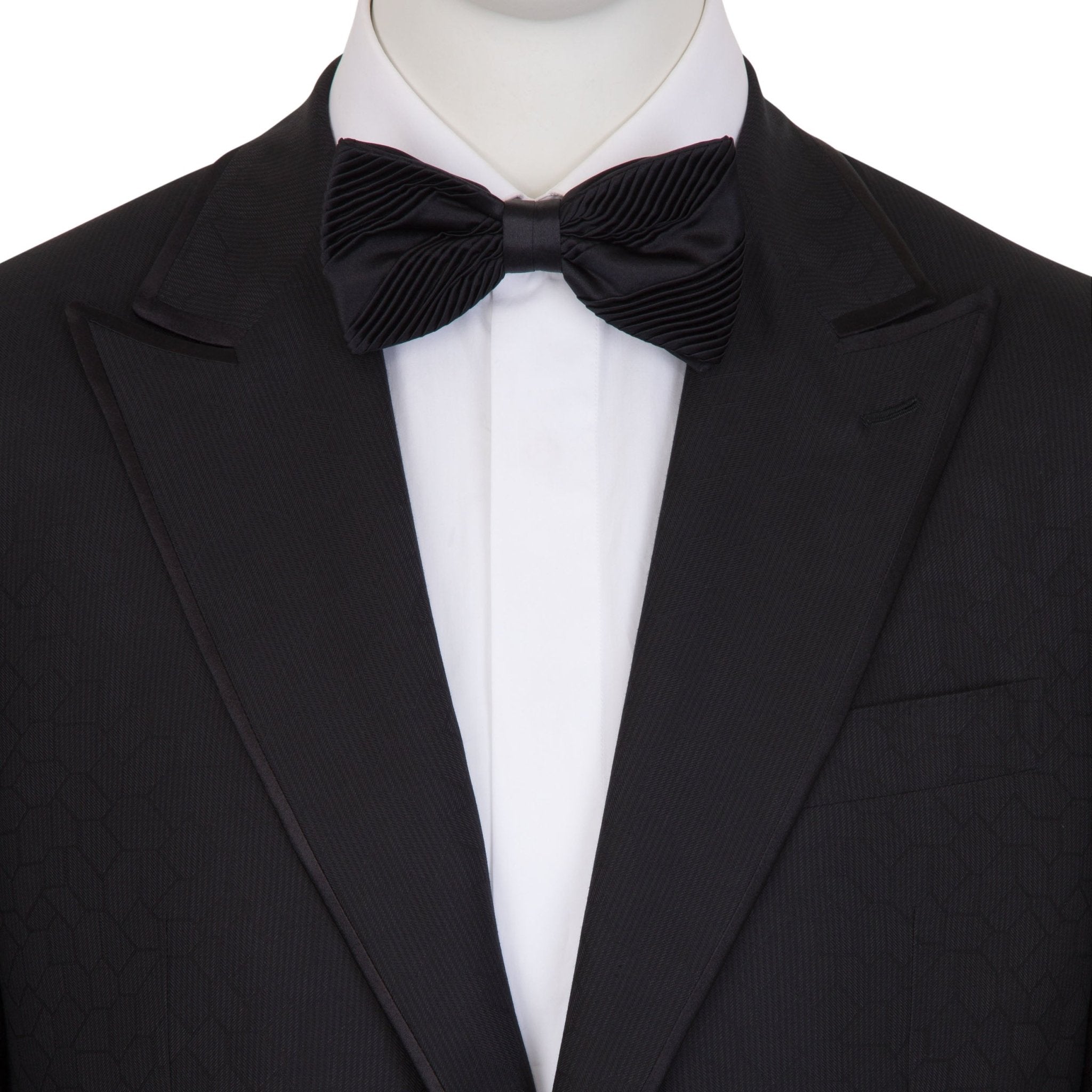 STEFANO RICCI Pleated Bow Tie BLACK - Henry Bucks