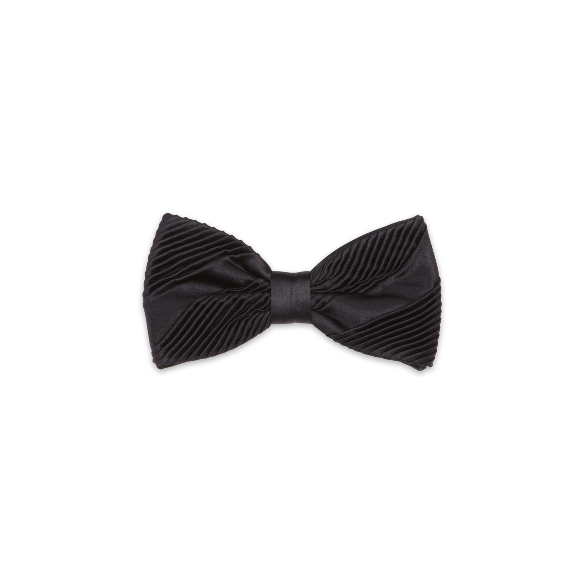 STEFANO RICCI Pleated Bow Tie BLACK - Henry Bucks