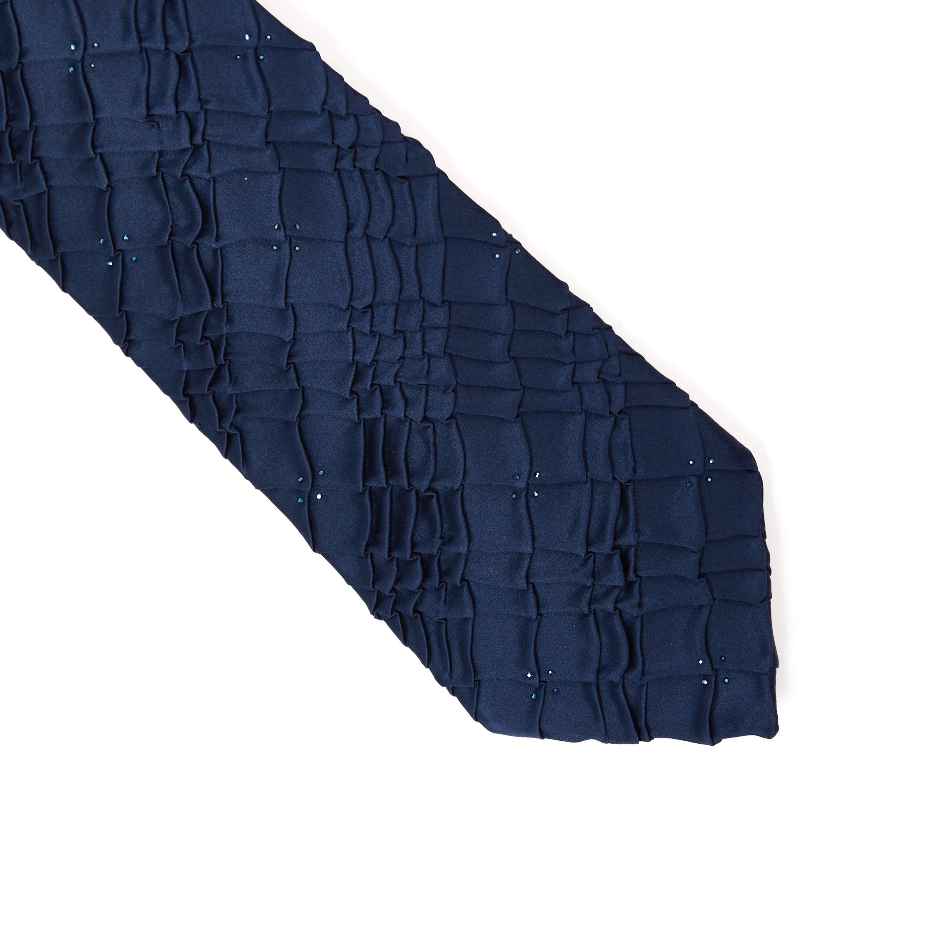 STEFANO RICCI Pleated Silk Tie BLUE - Henry BucksTies13AW230064 - 002