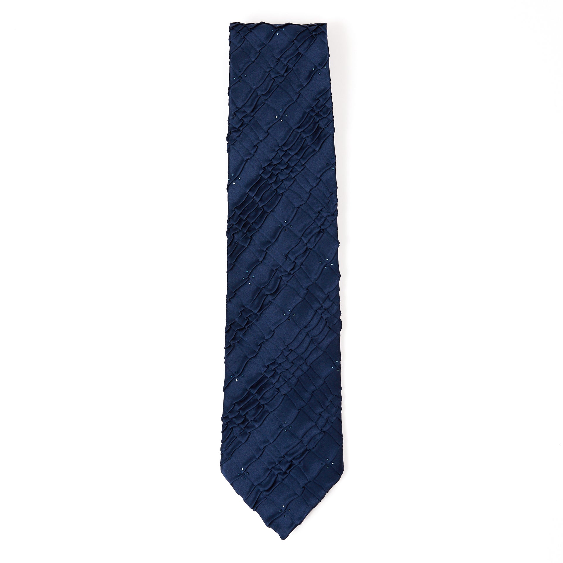 STEFANO RICCI Pleated Silk Tie BLUE - Henry BucksTies13AW230064 - 002