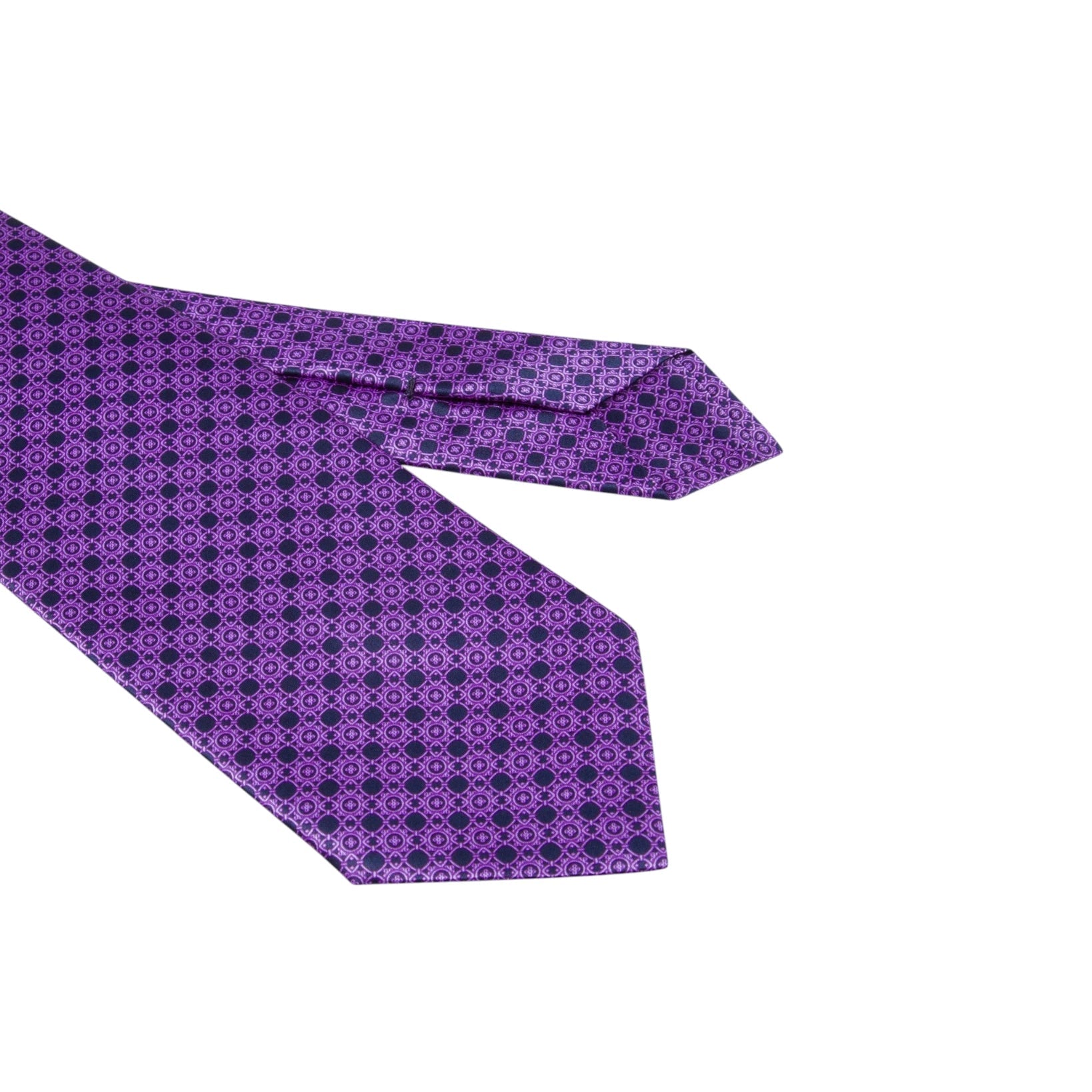 STEFANO RICCI Silk Luxury Tie BLACK/PURPLE - Henry Bucks