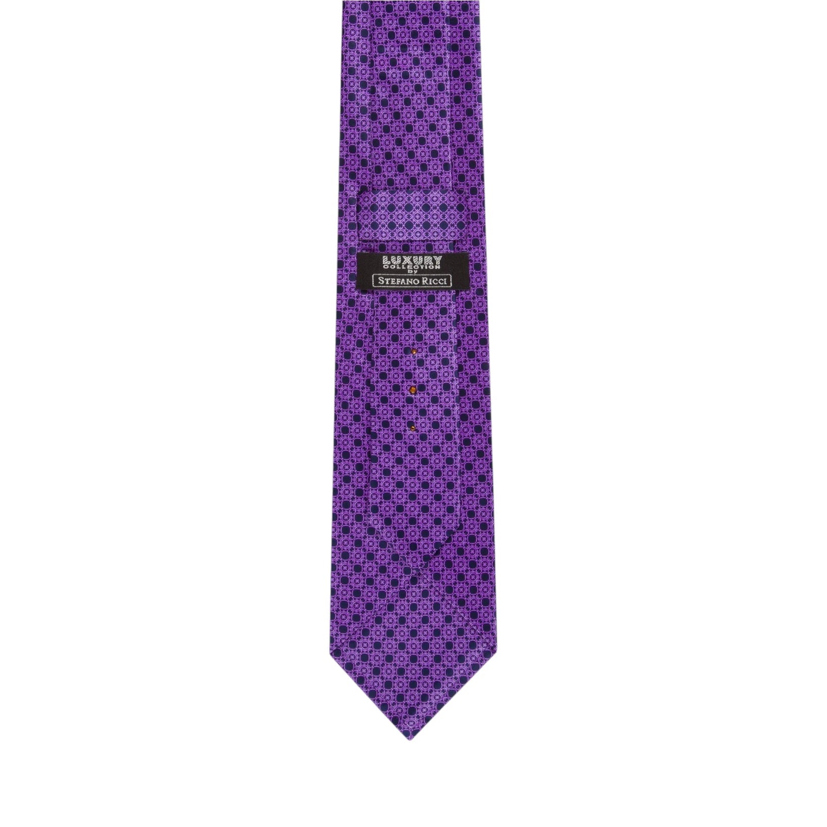 STEFANO RICCI Silk Luxury Tie BLACK/PURPLE - Henry Bucks