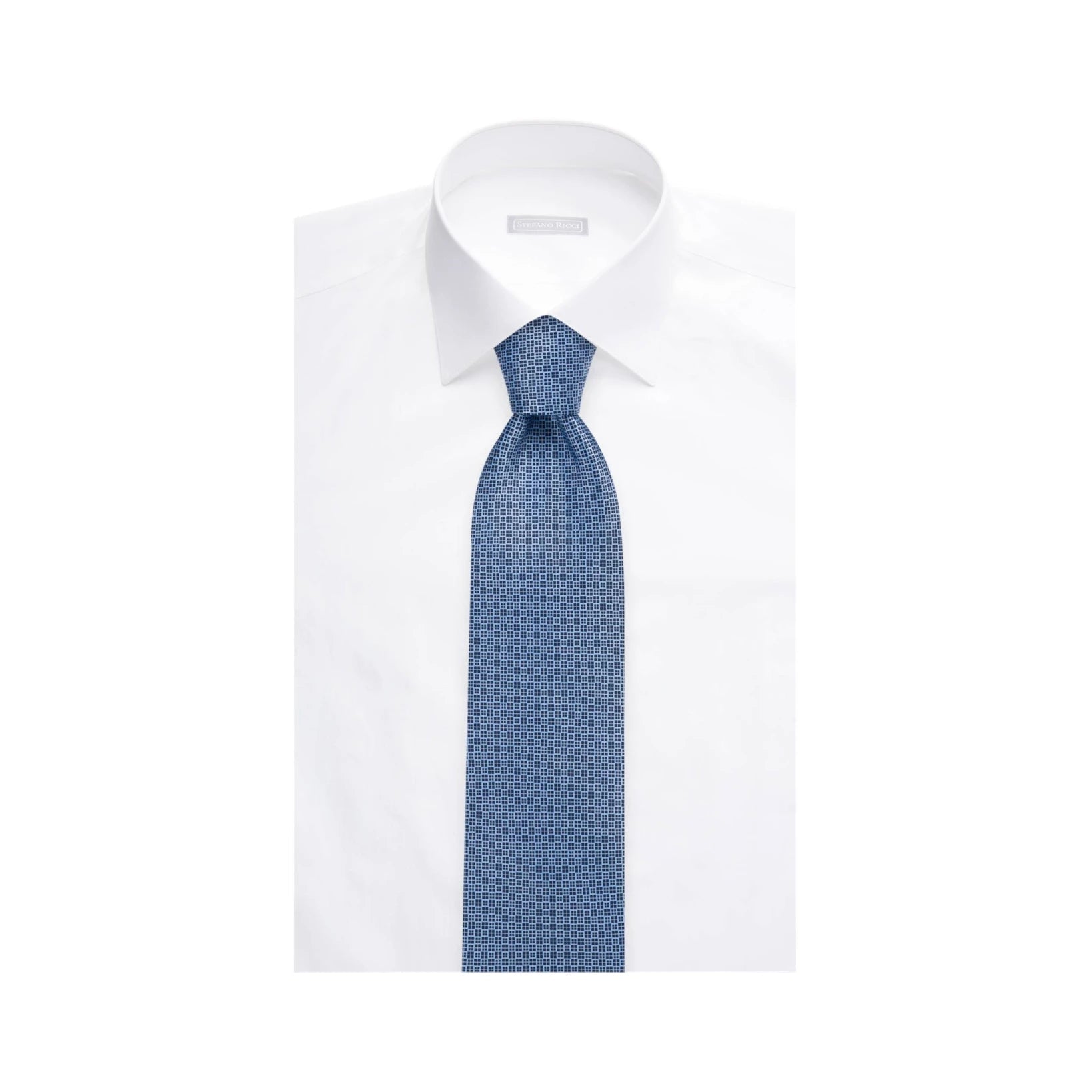 STEFANO RICCI Silk Luxury Tie BLUE/LIGHT BLUE - Henry Bucks