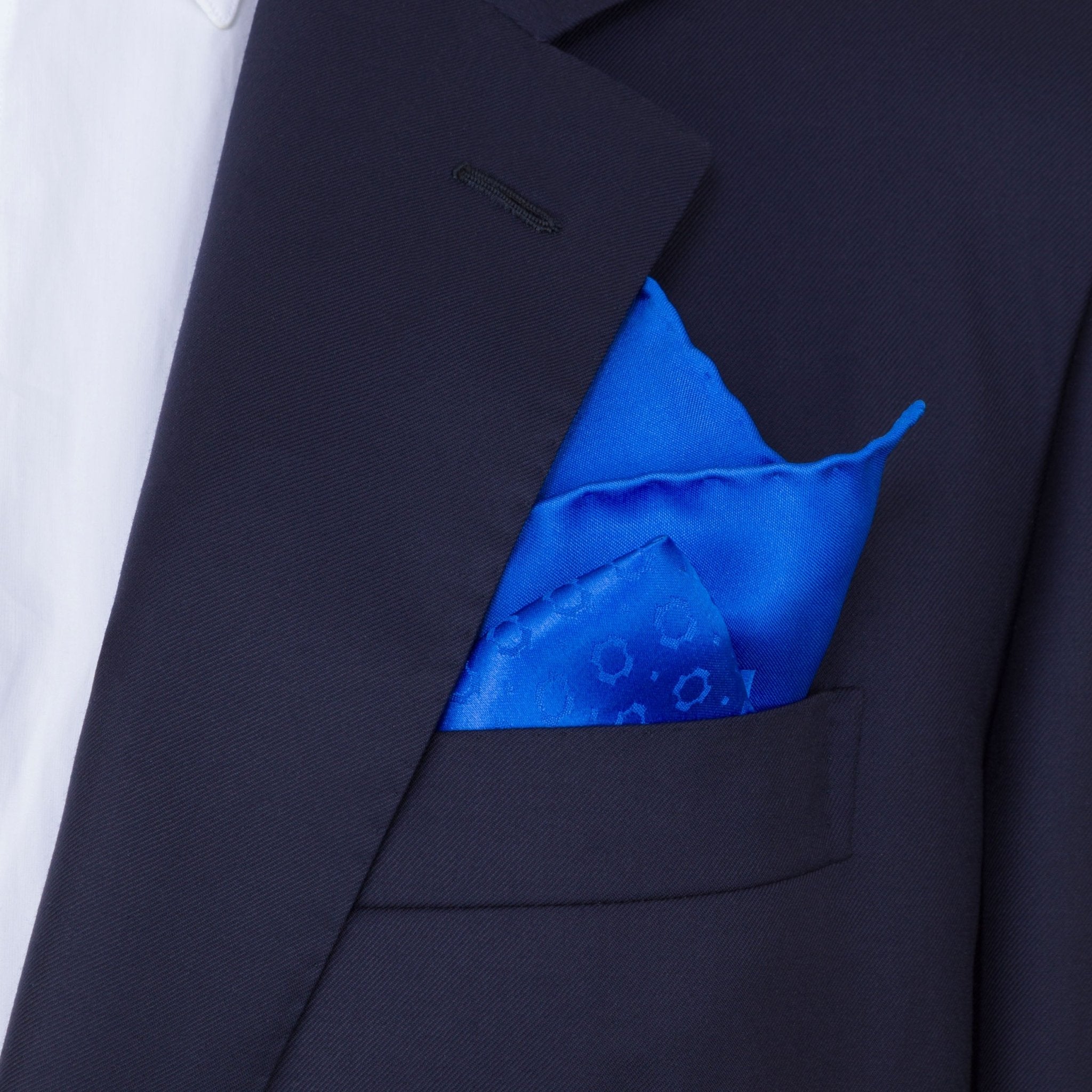 STEFANO RICCI Silk Pocket Square BLUE - Henry Bucks