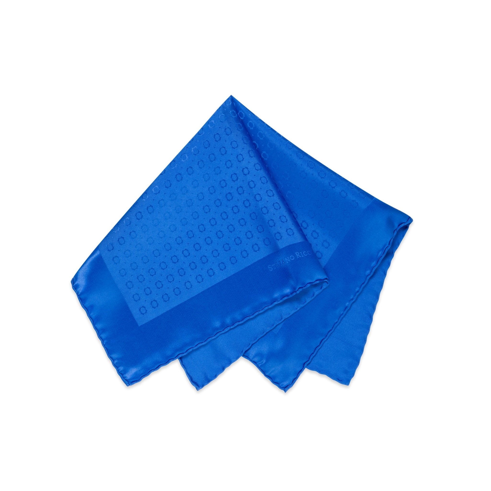 STEFANO RICCI Silk Pocket Square BLUE - Henry Bucks