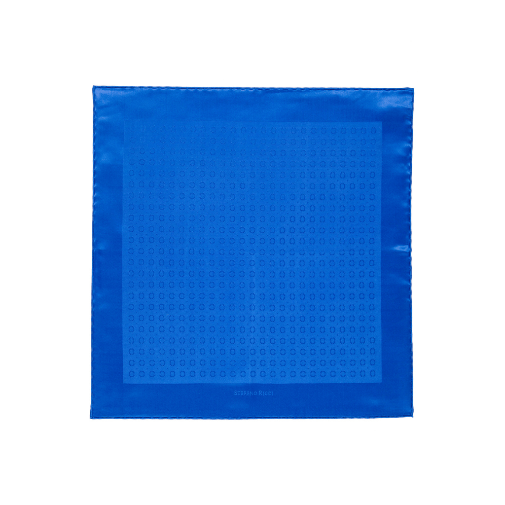 STEFANO RICCI Silk Pocket Square BLUE - Henry Bucks