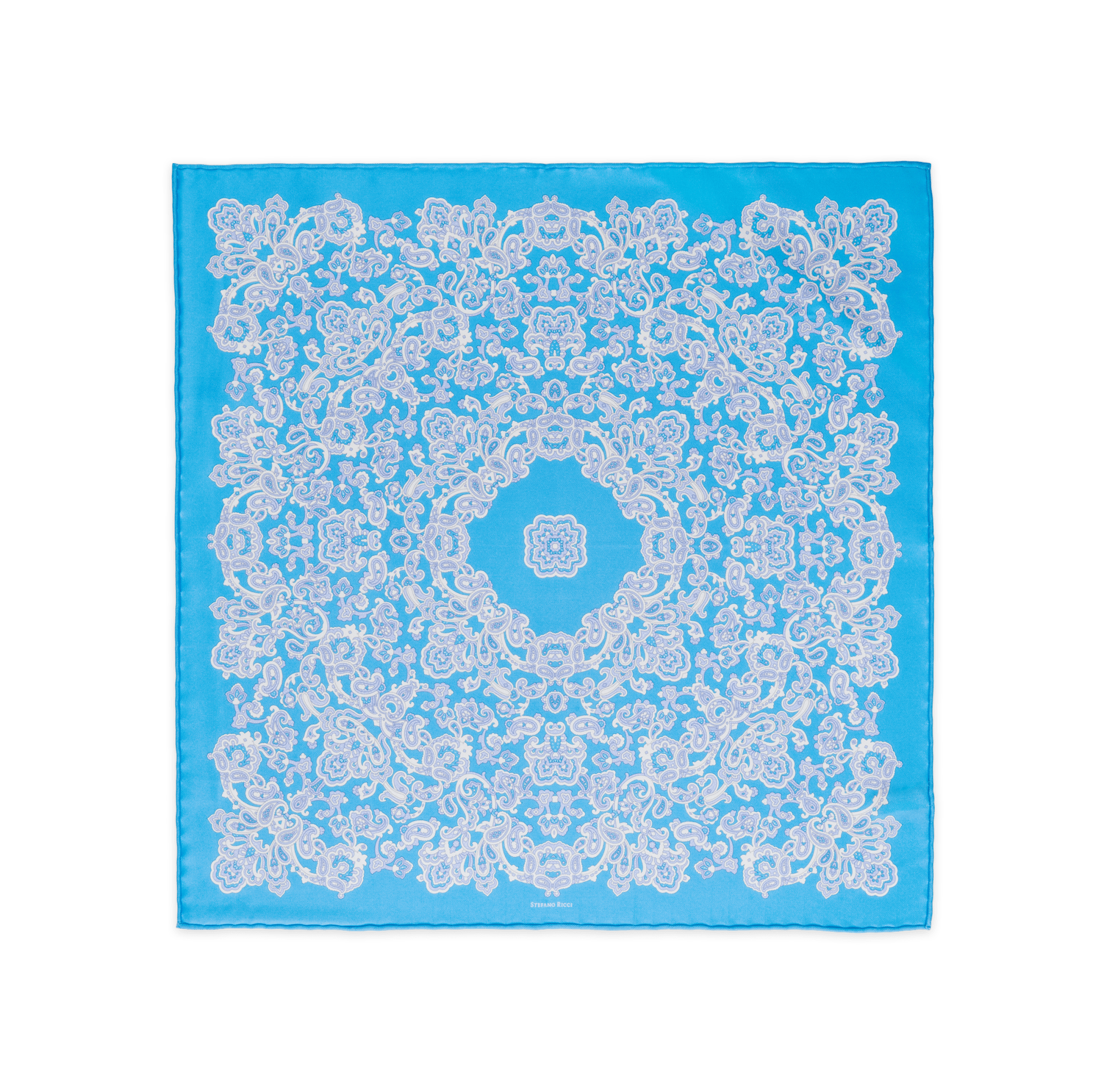 STEFANO RICCI Silk Pocket Square LIGHT BLUE - Henry Bucks