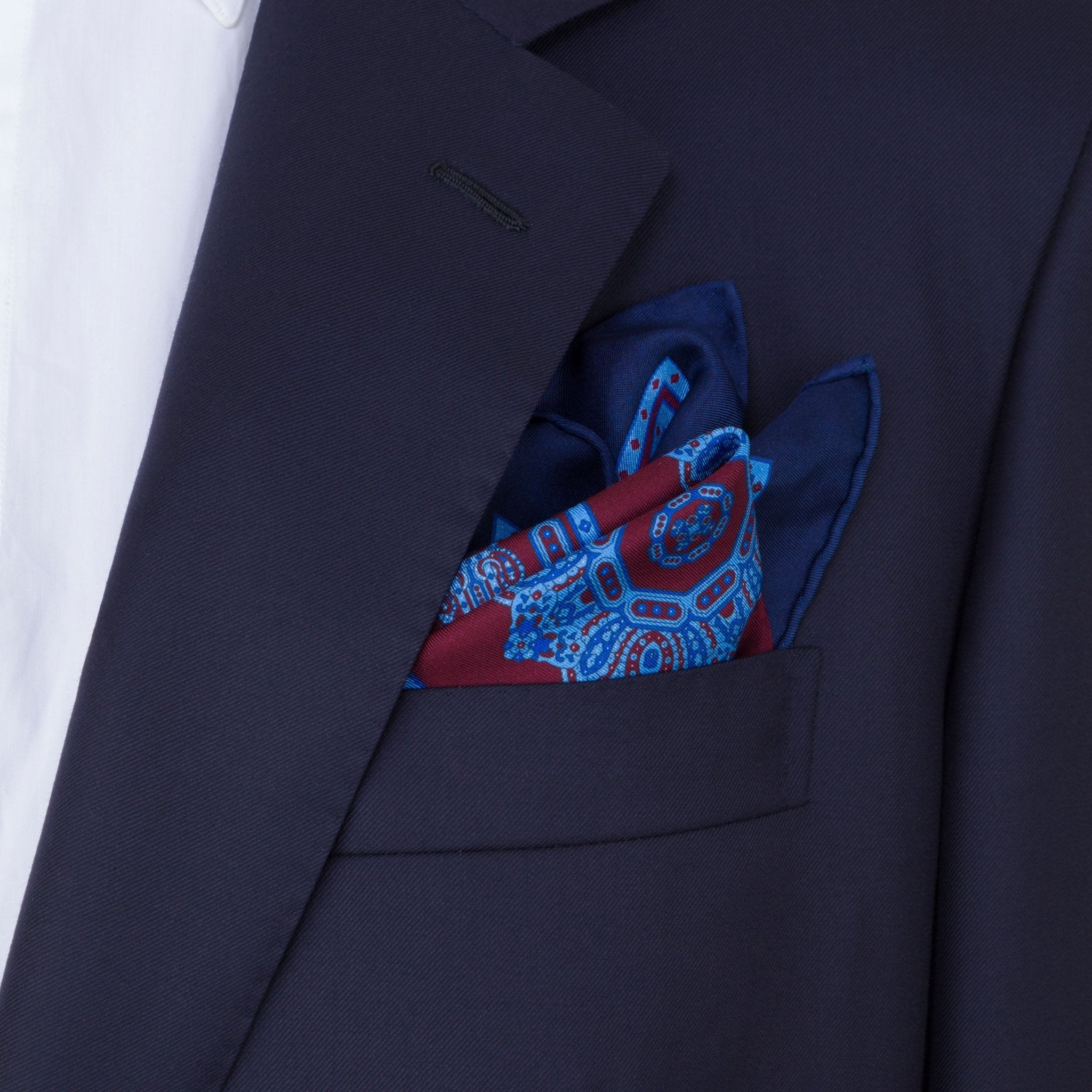 STEFANO RICCI Silk Pocket Square NAVY - Henry Bucks