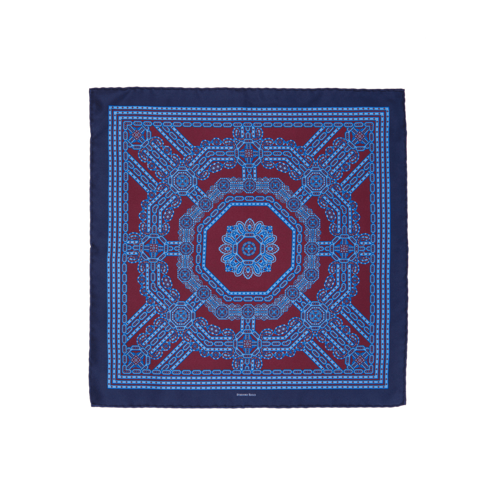 STEFANO RICCI Silk Pocket Square NAVY - Henry Bucks