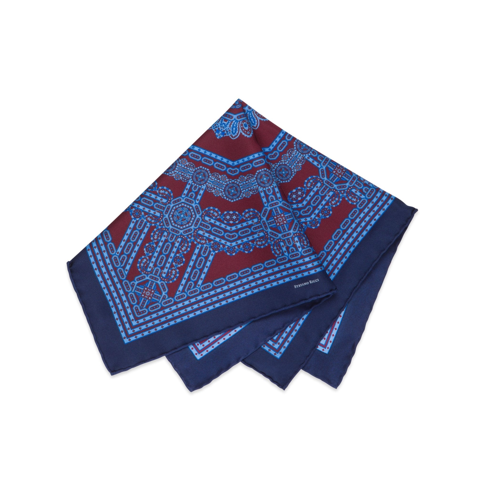 STEFANO RICCI Silk Pocket Square NAVY - Henry Bucks