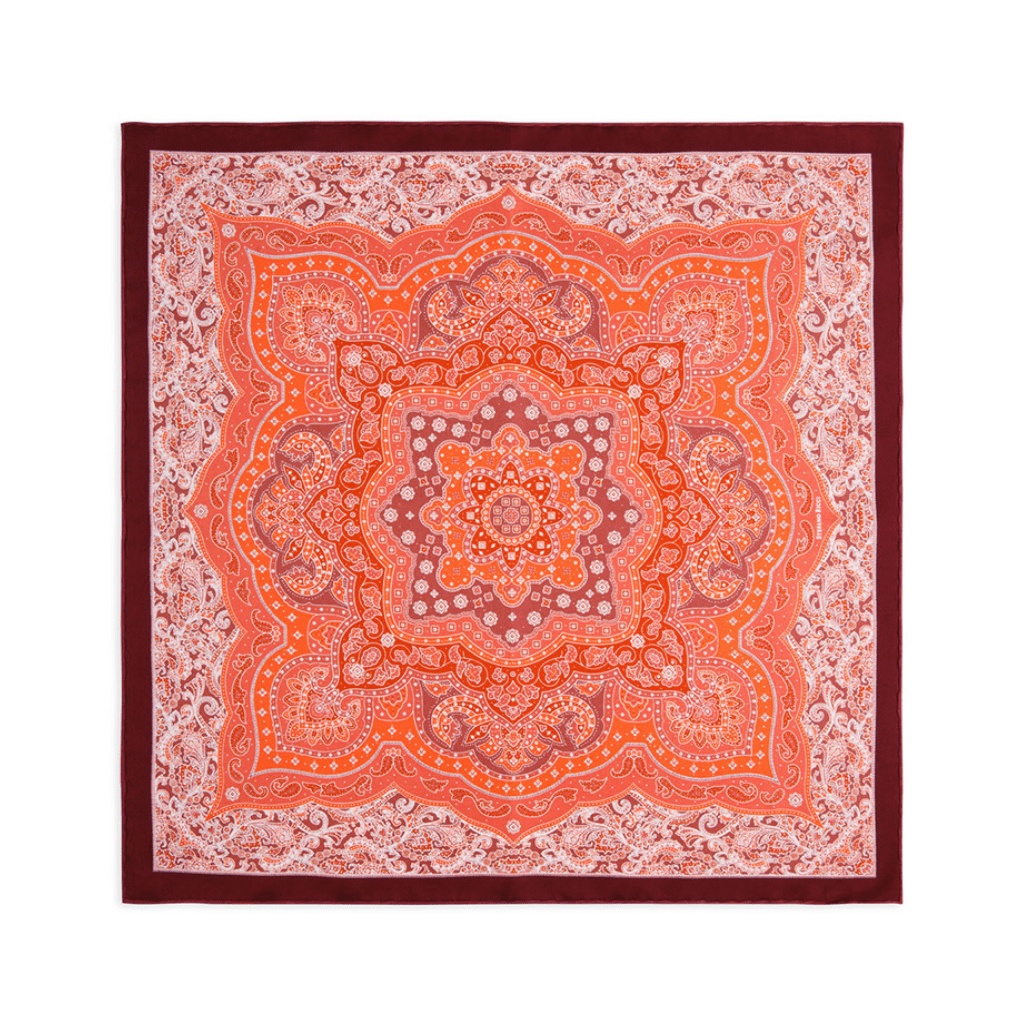 STEFANO RICCI Silk Pocket Square ORANGE - Henry Bucks