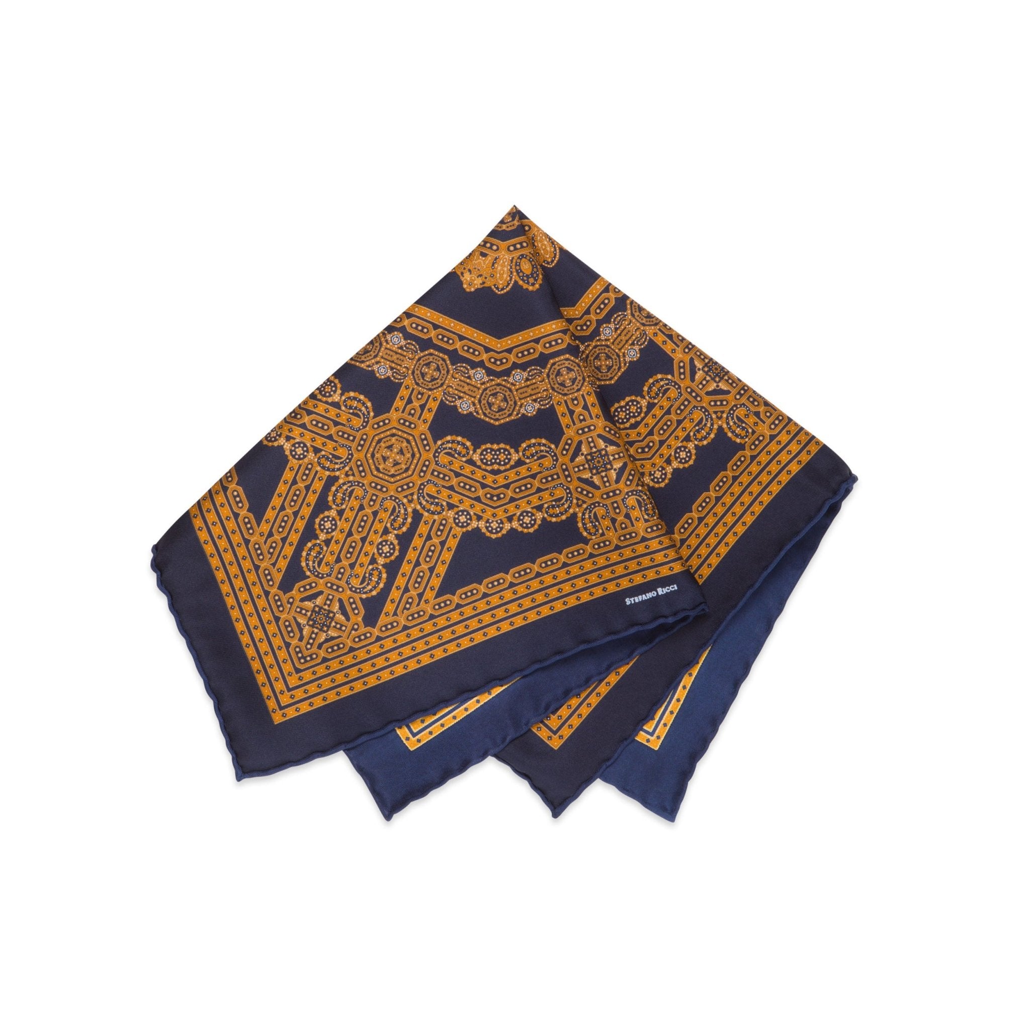 STEFANO RICCI Silk Pocket Square YELLOW/BLACK - Henry Bucks