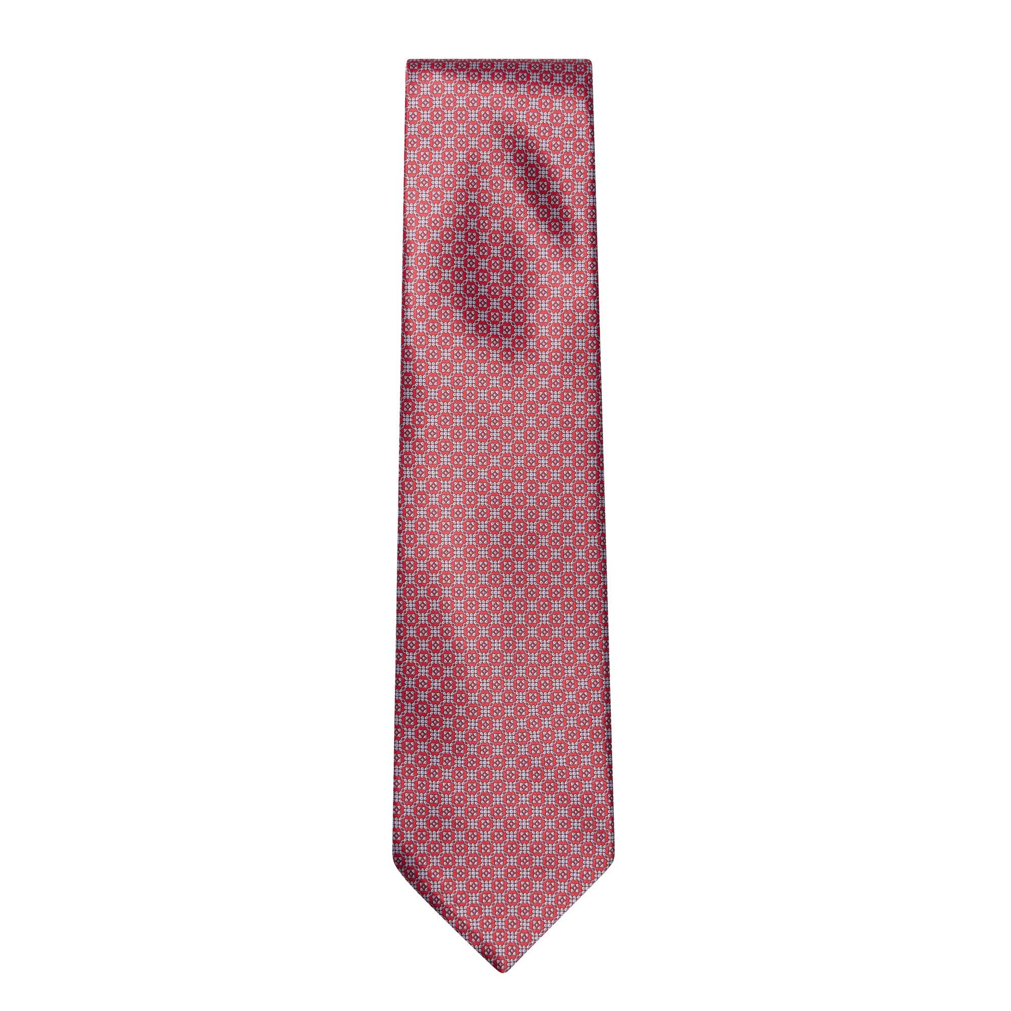 STEFANO RICCI Silk Tie RED/GREY - Henry BucksTies68AW240008 - REDGRY