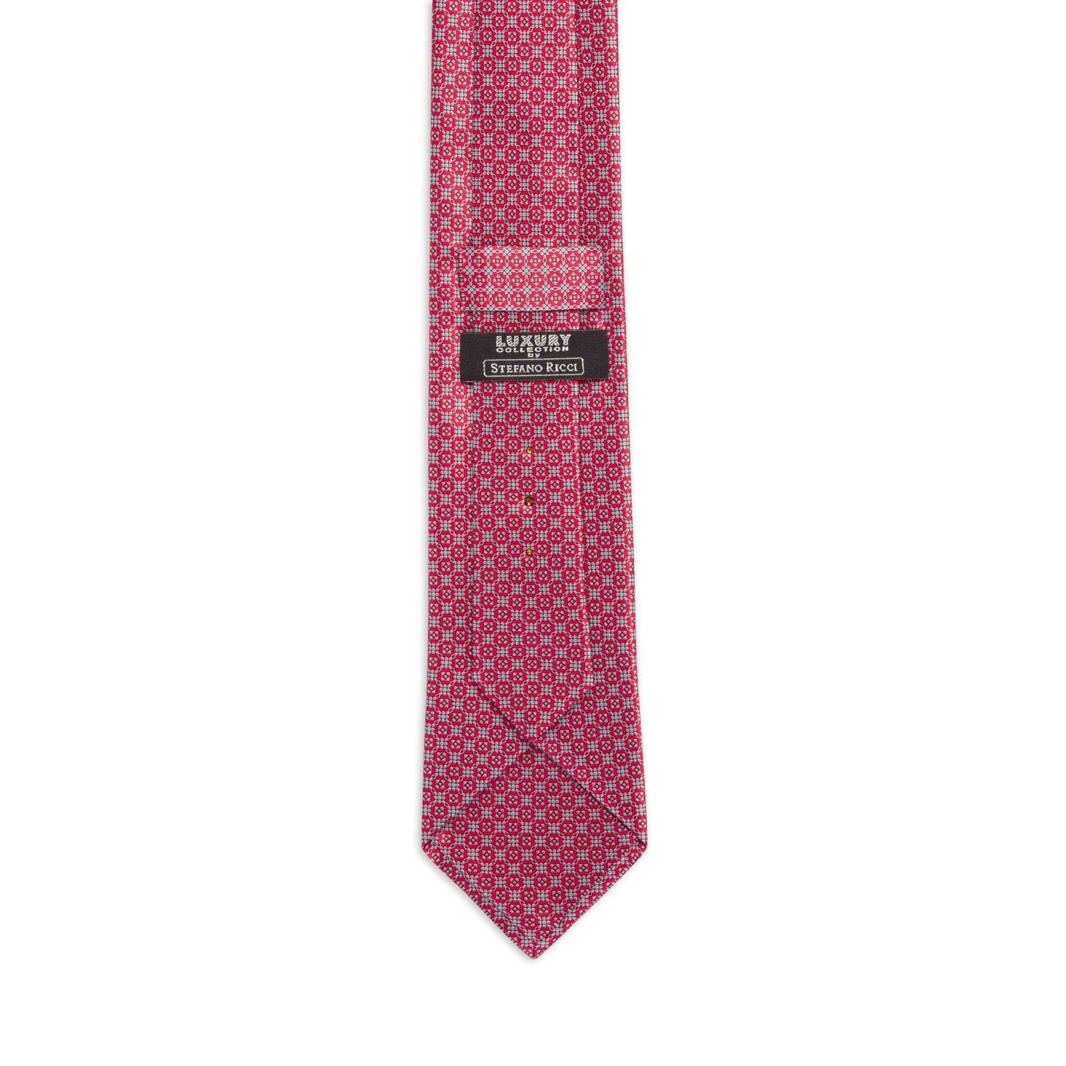 STEFANO RICCI Silk Tie RED/GREY - Henry BucksTies68AW240008 - REDGRY