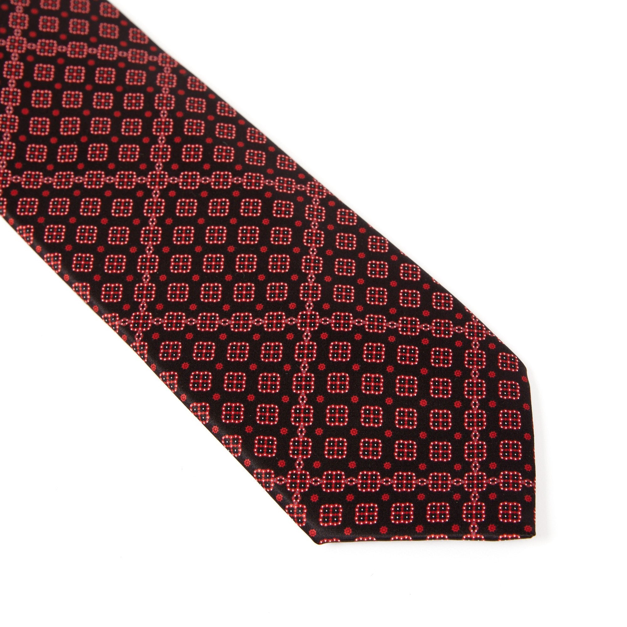 STEFANO RICCI Square Pattern Tie BLACK/RED - Henry BucksTies13SS220072 - BLKRED