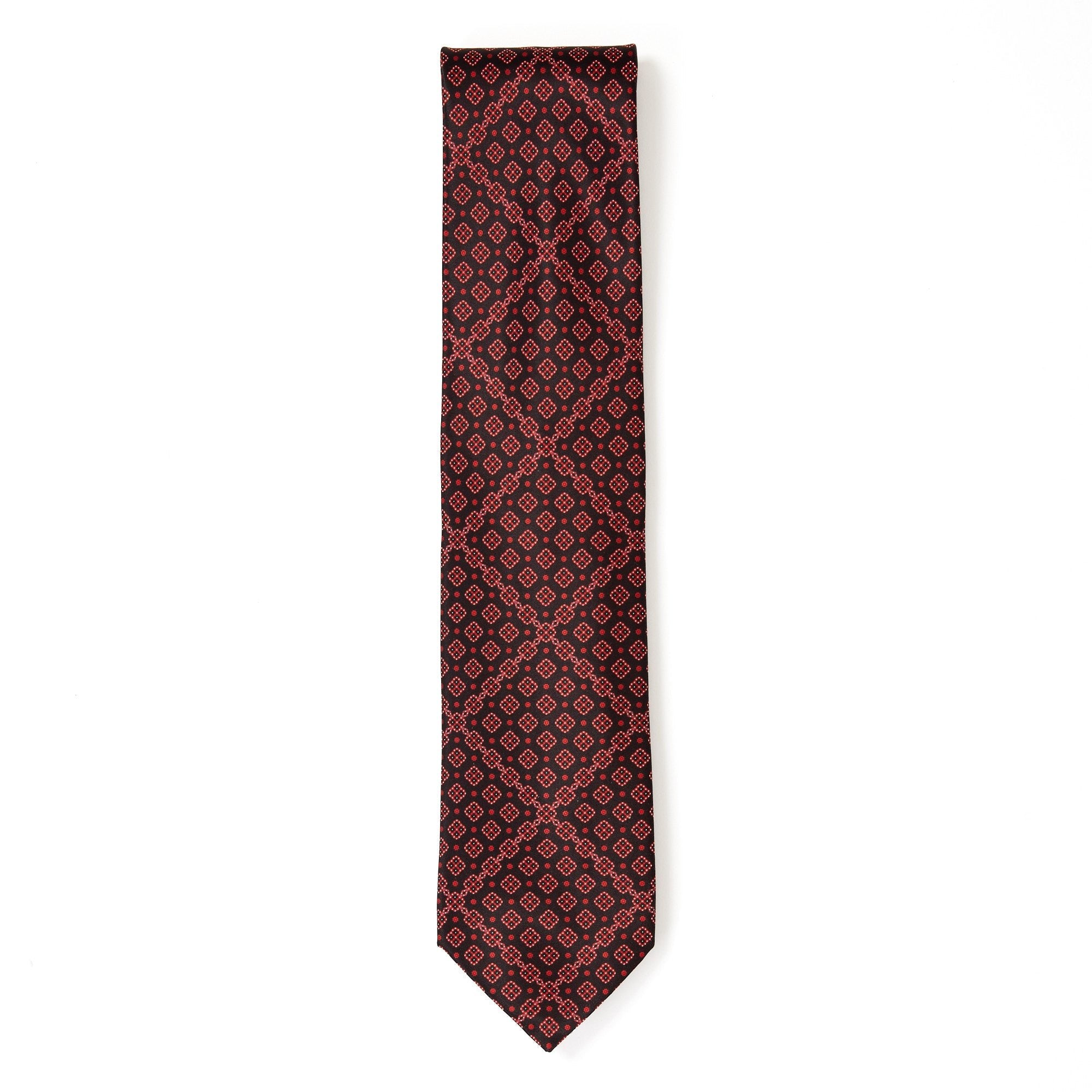 STEFANO RICCI Square Pattern Tie BLACK/RED - Henry BucksTies13SS220072 - BLKRED