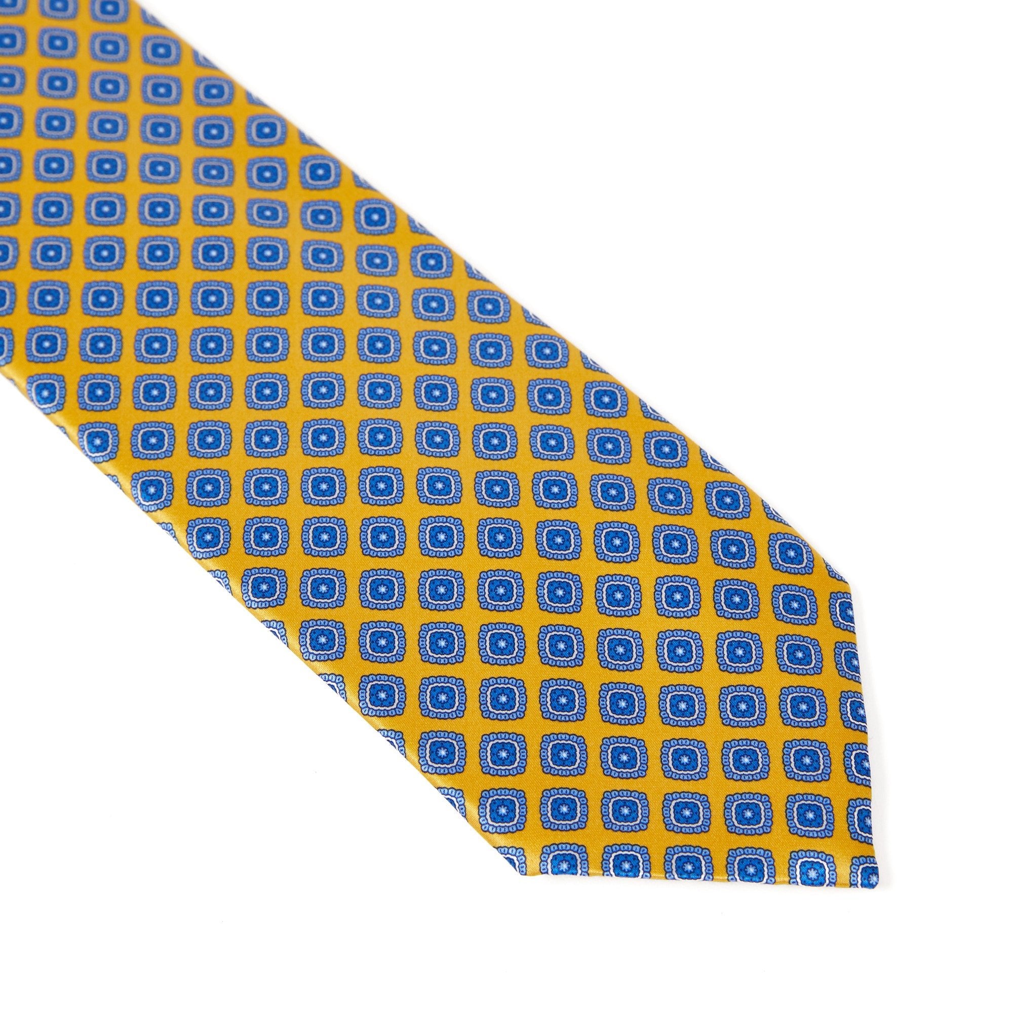 STEFANO RICCI Square Pattern Tie BLUE/YELLOW - Henry BucksTies13SS220077 - BLUYEL